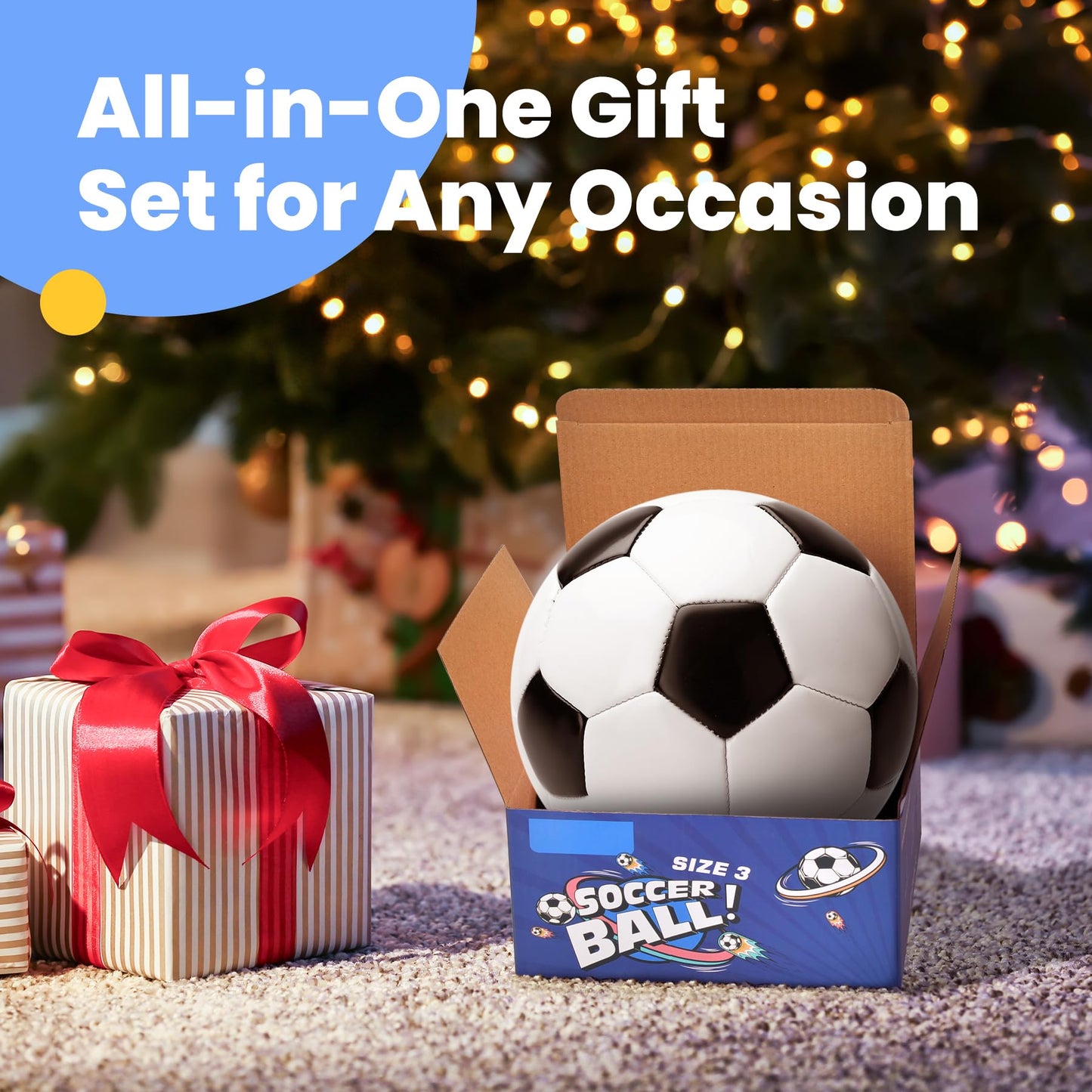 INPODAK Toddler Soccer Ball Size 3, Black and White Classic Balls for Kids 2-8 with Pump, Mesh Bag Great Gift for Birthdays Parties