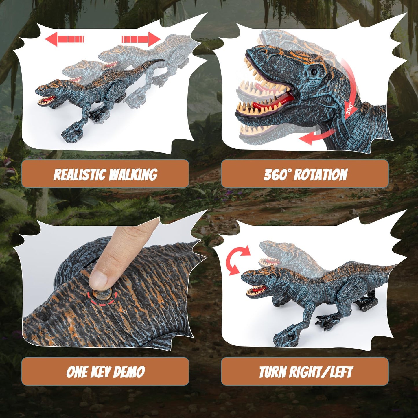 Lozadia Remote Control Dinosaur Toys for Kids 3-5 5-7 8-12 yr, Large T-Rex Dinosaur Toys with 360° Swaying Head, Mist Spray & Roar, Realistic Walking Robot Dino Toy, Best Birthday Gifts for Boys Girls
