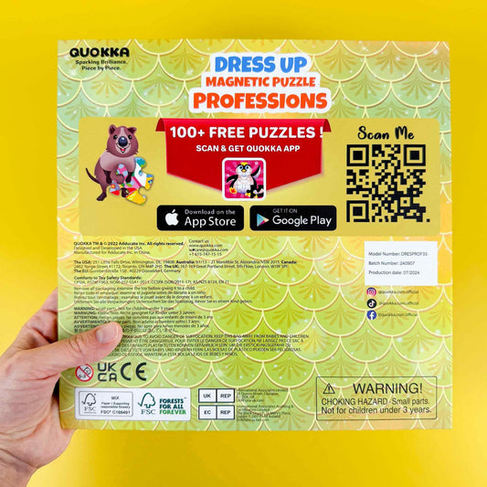 QUOKKA Magnetic Dress-Up Dolls for Girls Boys with 35 Magnetic Pieces - Creative Magnetic Play Set for Home or Travel - Perfect Magnetic Paper Dolls for Ages 3+, Boost Storytelling with Professions