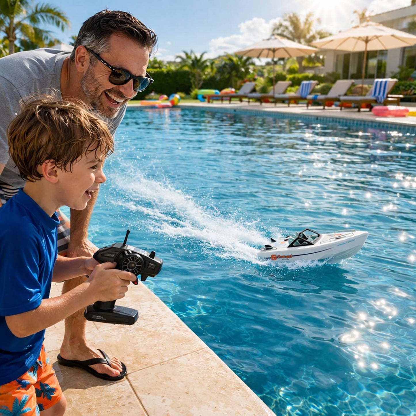 CLORPTYSL Small Jet Propulsion RC Boat with Brushless Motor for Beginner, Mini Yacht-Style Remote Control Boat for Kid, Waterproof Electric Boat for Swimming Pool & Lake & River(Grey)