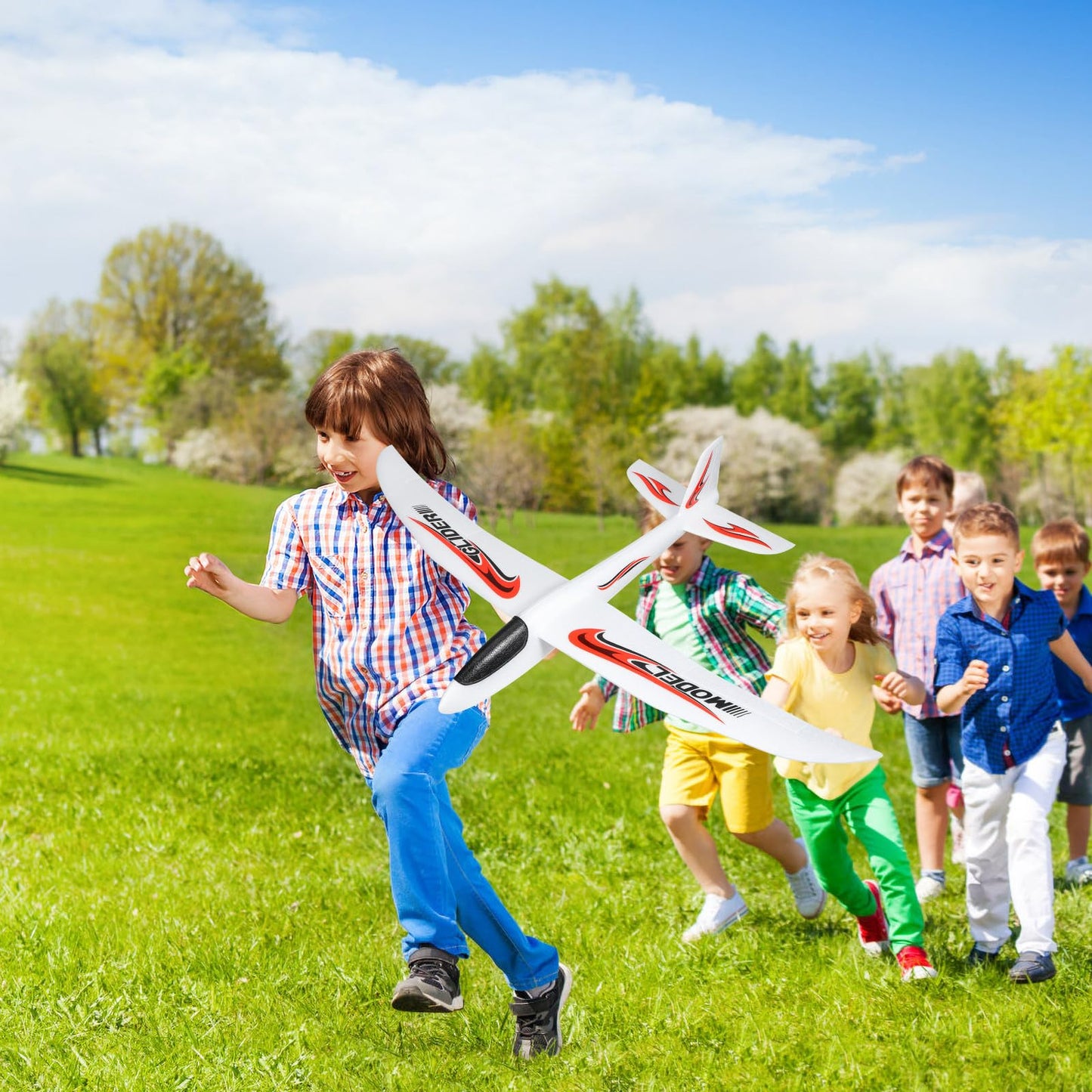 BESPORTBLE 2 Pack Kids Foam Airplane Toys 39 Inch Hand Throw Glider Planes for Outdoor Play and Hand-Eye Coordination