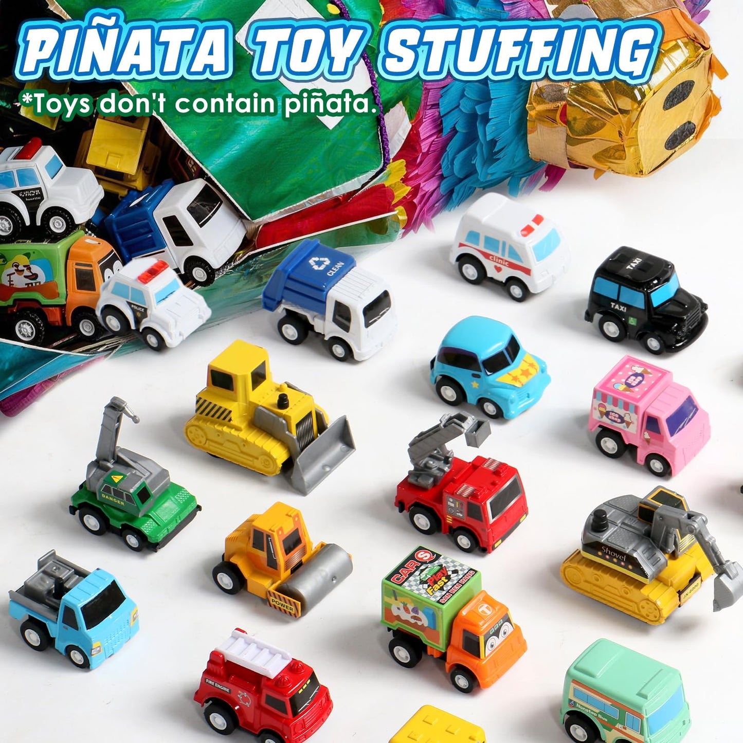 Fajiabao 18 PCS Toy Cars for Toddlers Mini Pull Back Cars Trucks Pinata Stuffers for Kids Party Favors for Kids 3-5 Classroom Prizes Basket Bulk & Goodie Bag & Treasure Box for 2 3 4 5 6 Boys Girls