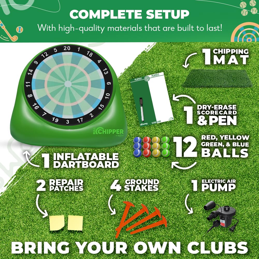 SWOOC Games® – Bull Chipper™ | Giant Golf Darts (Over 6ft Tall) w/ 10+ Golf Games | Backyard Game with Air Pump | Yard Game for Adults | Giant Outdoor Fun for Adults and Family | Outside Activity