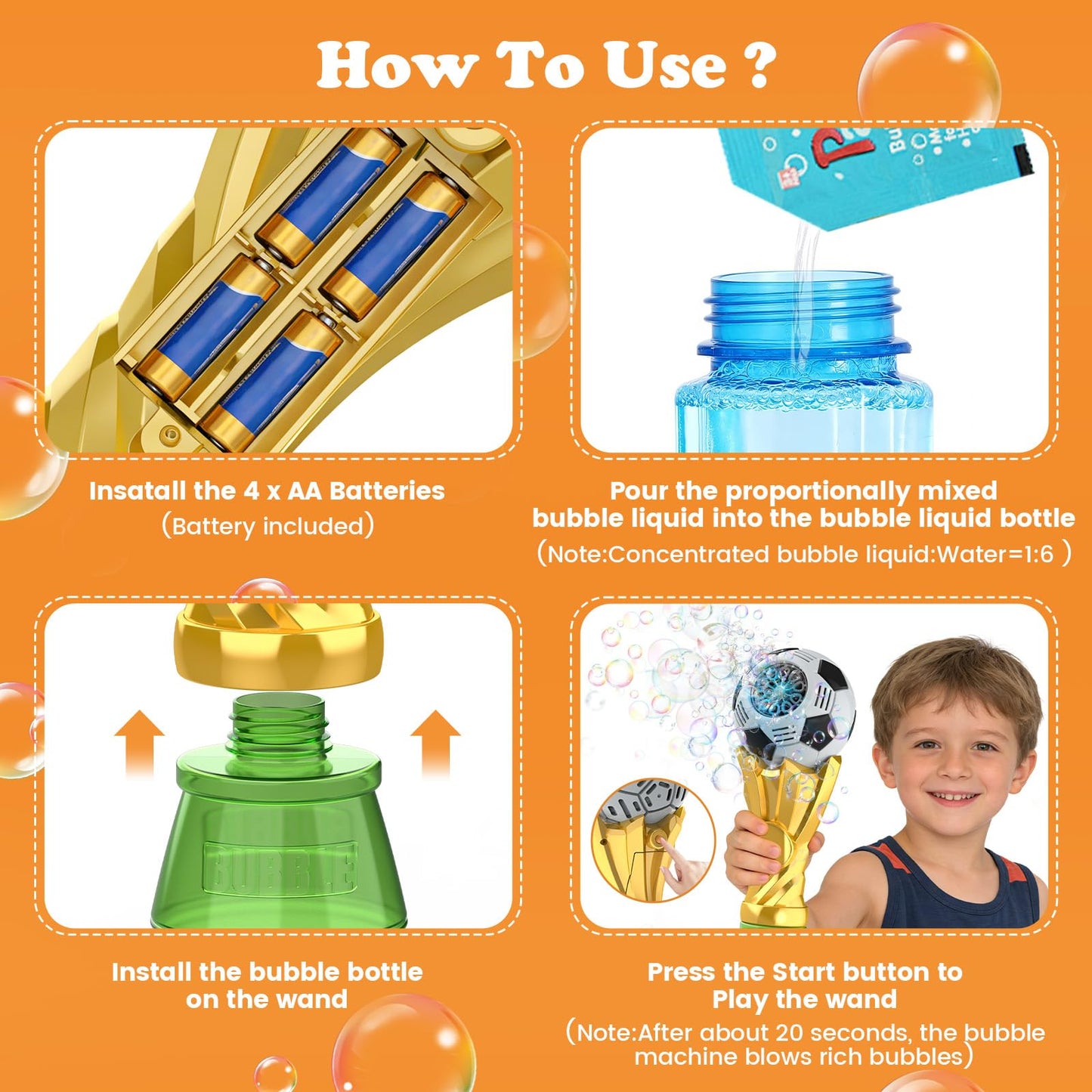 Football Trophy Bubble Wand,Soccer World Cup Bubble Machine for Kids,Light Up Bubble Maker,Bubble Blower,Outdoor Party Birthday Bubbles Toy for Toddlers,Gift for Boys Age 3-8 Years Old.