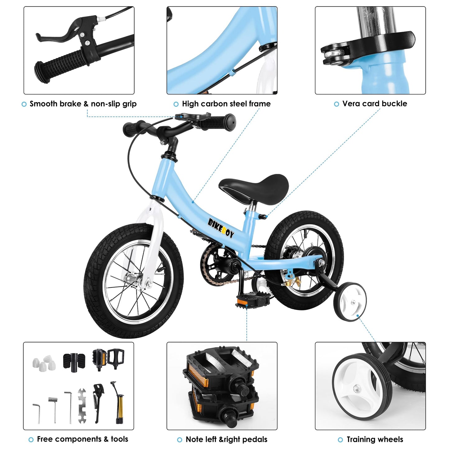 Balance Bike 3 in 1,The Dual Use of a Kids Balance Bike and Toddler Bike, for 1 2 3 4 5 6 7 8 Years Old -12 14 16 Inches with Training Theory, Brake, Pedal