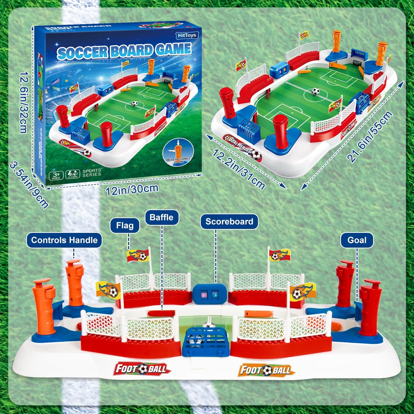 Soccer Board Game for Kids, Mini Foosball Tabletop Game Toy Interactive Pinball Soccer Toy with Score Counter & Dual Flipper, Indoor Family Tabletop Game, Birthday for Boys Girls Ages 6-12