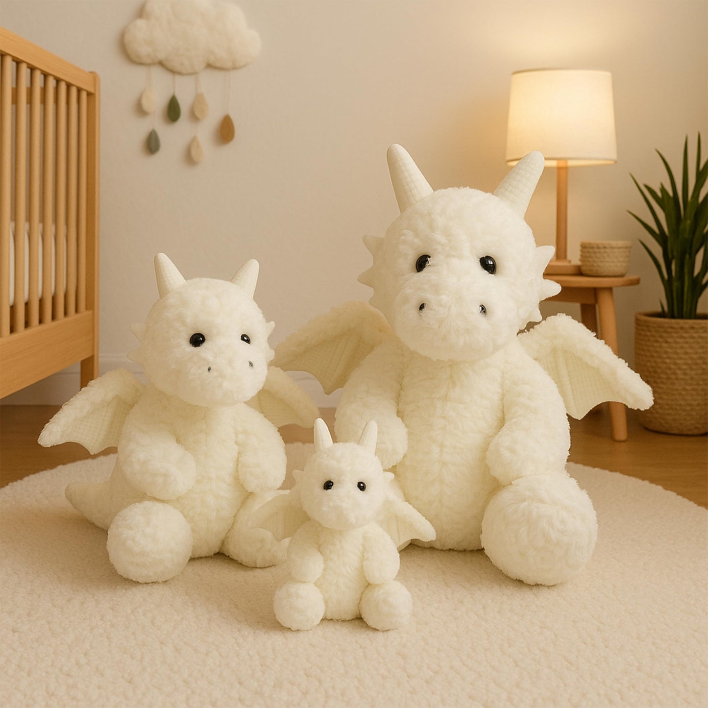 Soft Little Flying Dinosaur Stuffed Plush Pillow, Adorable White Dragon Plush Toy and Birthday Present for Kids, Adults and Collectors(White/11.8in)