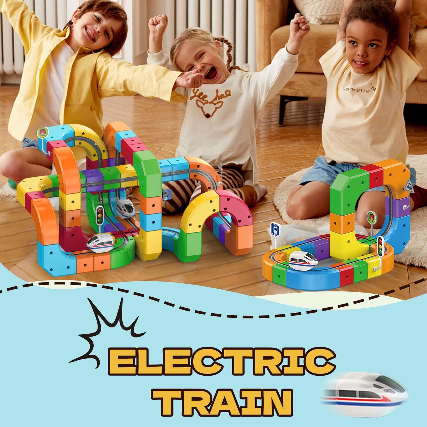 Electric Magnetic Train Track Sets,Building Toy Train Track，Magic Cars Sets,Gravity Defying 3D Embedded Layouts & Motorized Car,for 3 4 5 6 7+ Years Old Toddler Boys and Girls Birthday (51PCS-one car)