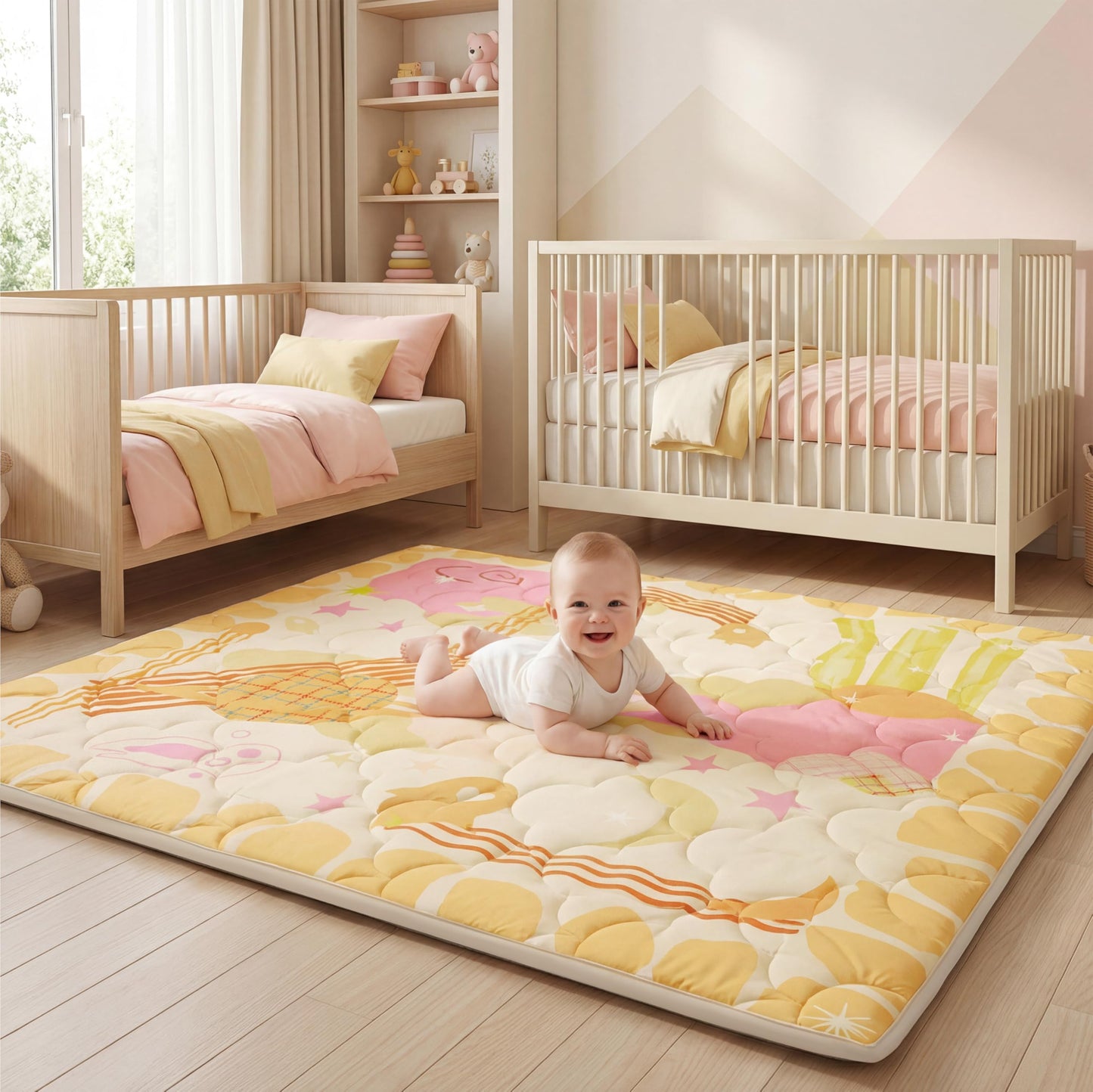 PaPaMat Baby Play Mat 1.5" Thick 59x71 Removable & Machine Washable Cover Playmat Softness Foam Mats, Easy-Clean Hygienic, Comfort Safety Kids Crawling (Wonder Space)