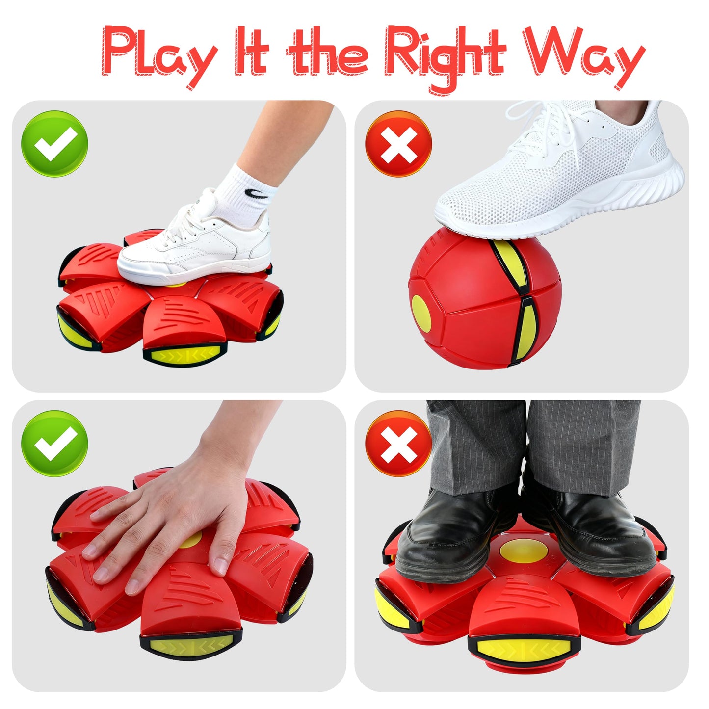 Magic Metaball, Children's Bouncing Ball, 2PCS Magic Flying Saucer Interactive Pop-Up Transform Toy, Parent-Child Interaction Red and Blue Bouncy Ball, Delay Frisbee Flying Disc Toy with 6 Light