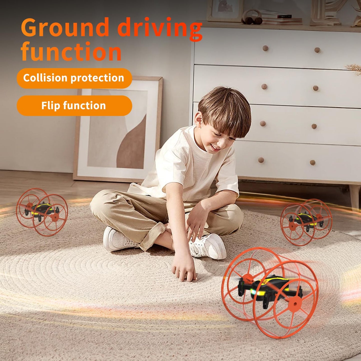 M17 Mini Drone for Beginners Land-Air Dual Mode Indoor and Outdoor RC Quadcopter with Protective Cover Easy to fly Headless Mode One Key Take-off/Landing 3D Flip 3 Speed Modes Gifts