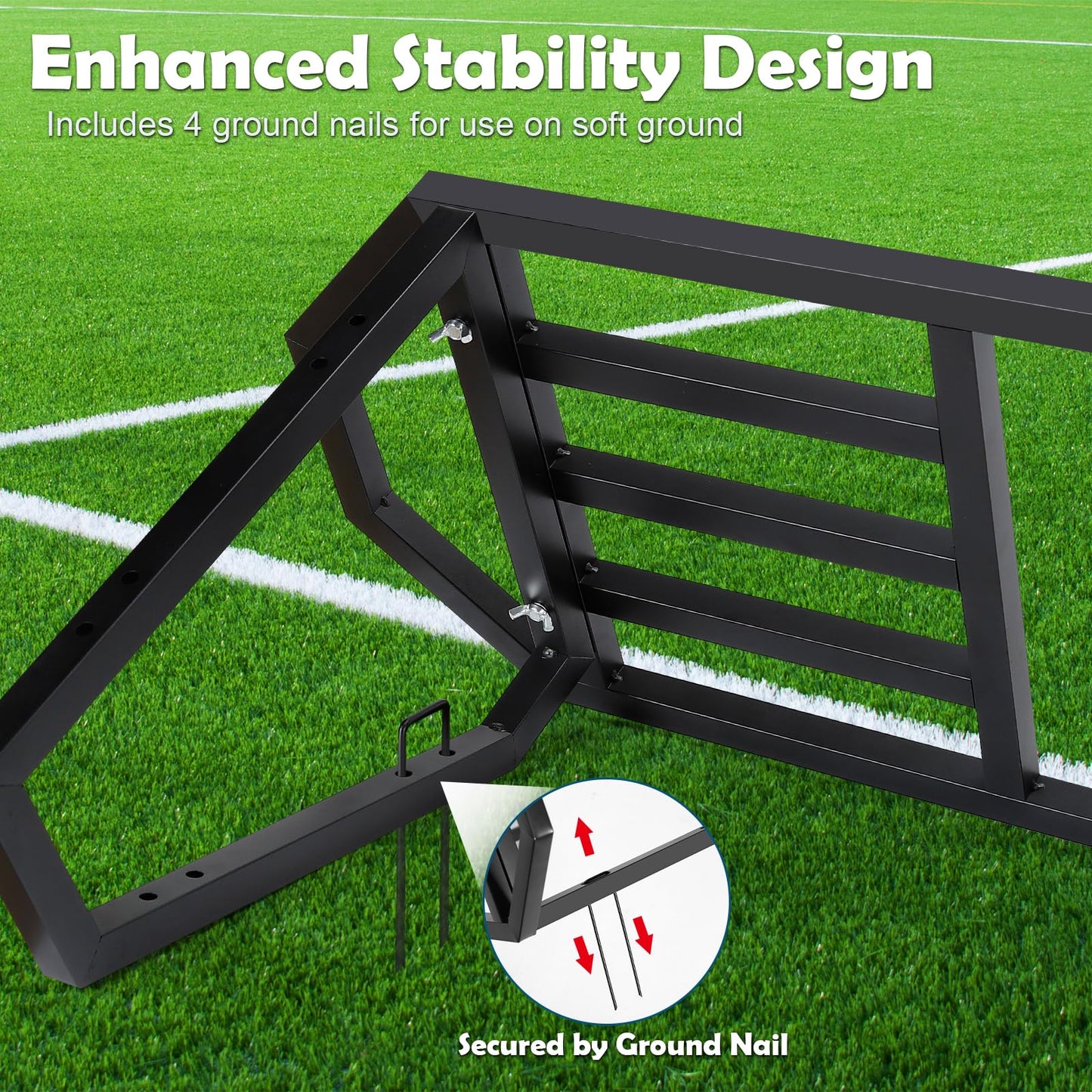 Soccer Rebounder Board, Soccer Wall Rebounder with 2 Angles, Portable Soccer Passing Board with Ground Nails, Soccer Training Equipment for Passing & Shooting Practice