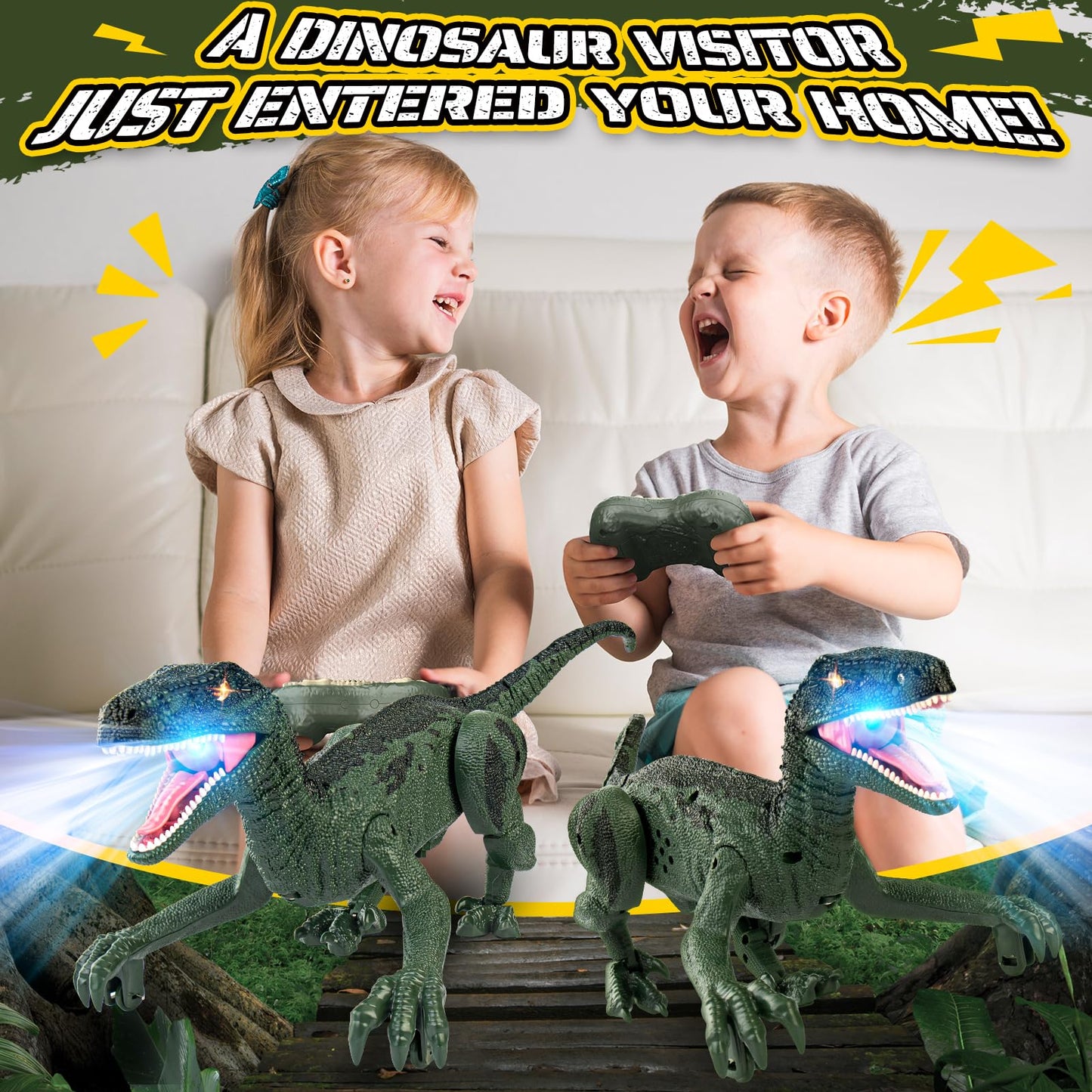 Rcfunkid Dinosaur Toys for Kids, 2.4GHz Remote Control Dinosaur with Walking, Realistic Sounds, Demo Mode, Rechargeable Jurassic Toys for 3-5, 5-7, 8-12, Birthdays, Parties, Christmas, Children’s Day