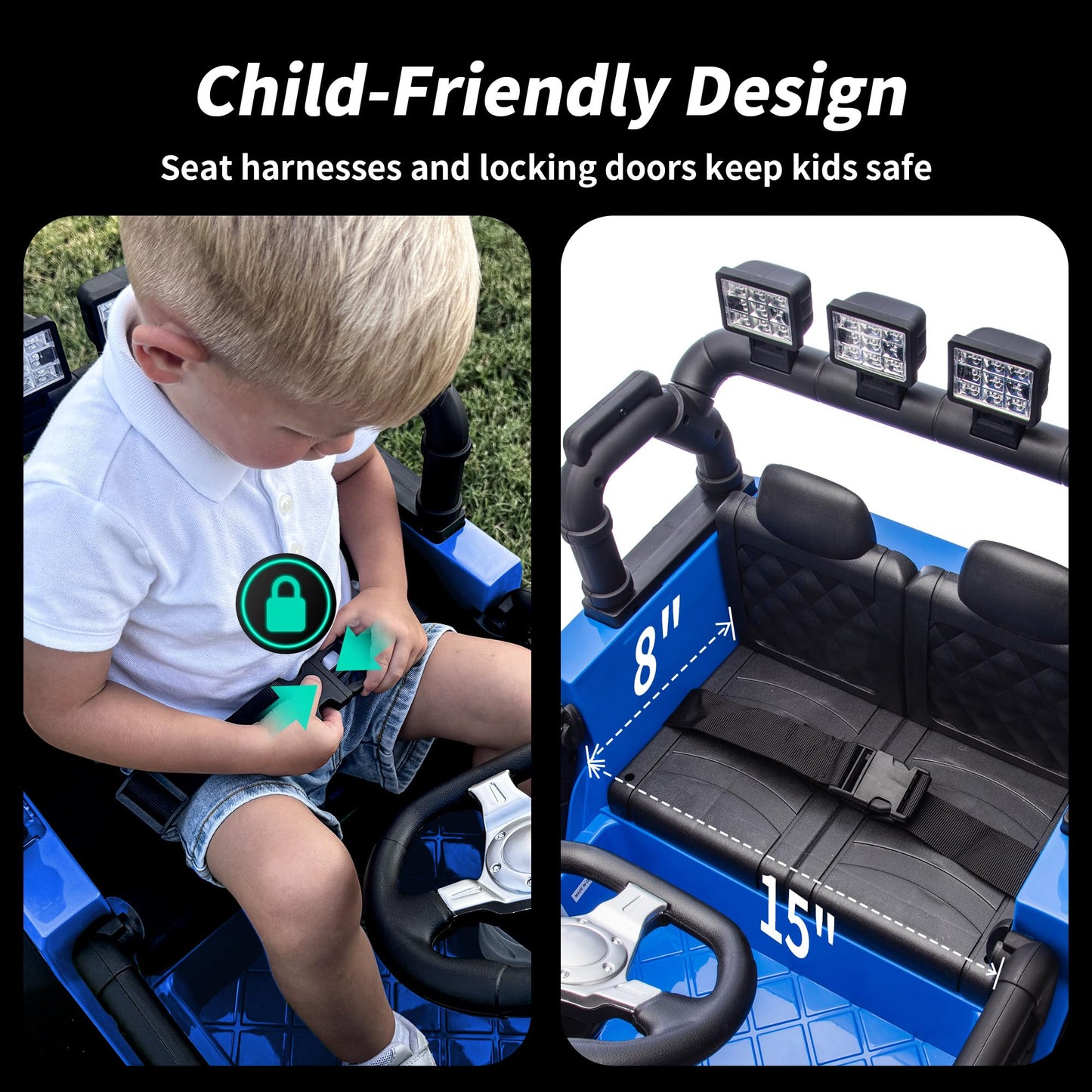 Hikiddo 24V Kids Ride on Car, Kids Electric Vehicles Car Ride on Toy Truck for Toddlers 3-5 w/Remote Control, 400W Motor - Blue