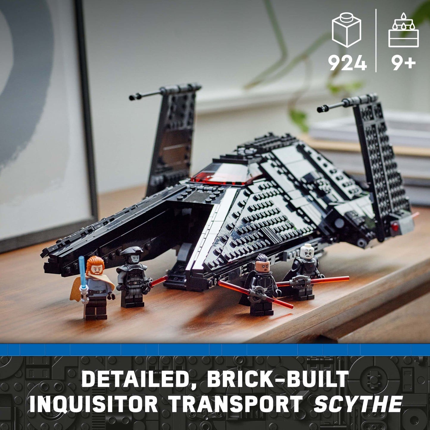 LEGO Star Wars Inquisitor Transport Scythe 75336 Buildable Toy Starship, OBI-Wan Kenobi Set, Ben Kenobi Minifigure with Blue and Double-Bladed Red Lightsabers