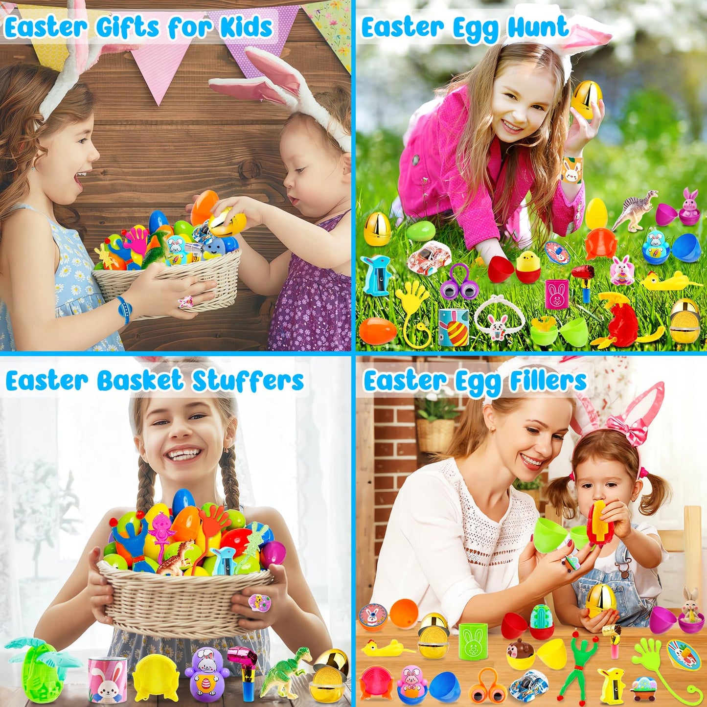 WOWSCAN [ 6 Surprise Golden Eggs ] 200 PACK Prefilled Easter Egg Fillers with Novelty Toys Inside, Easter Basket Stuffers Classroom Prizes Supplies Egg Hunt Party Favors for Kids Toddlers Boys Girls