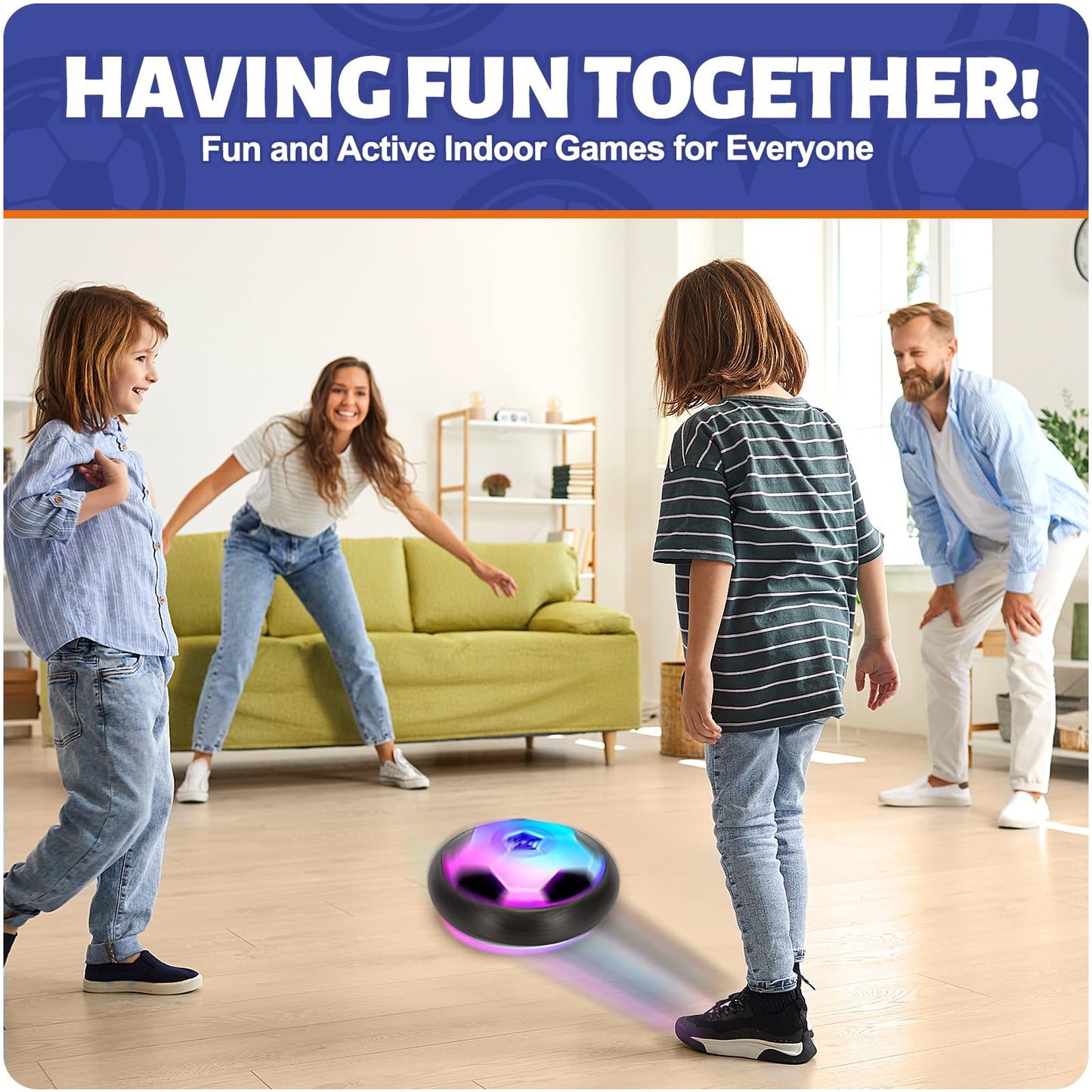 Officygnet 3 Pack Hover Soccer Ball, Boys Toys for 3, 4, 5, 6, 7, 8 Year Olds, Air Floating Soccer Toy with LED Lights, Indoor Toys Games for Kids Ages 4-8, 4-6 - Ideal Soccer Gifts for Boys 8-12