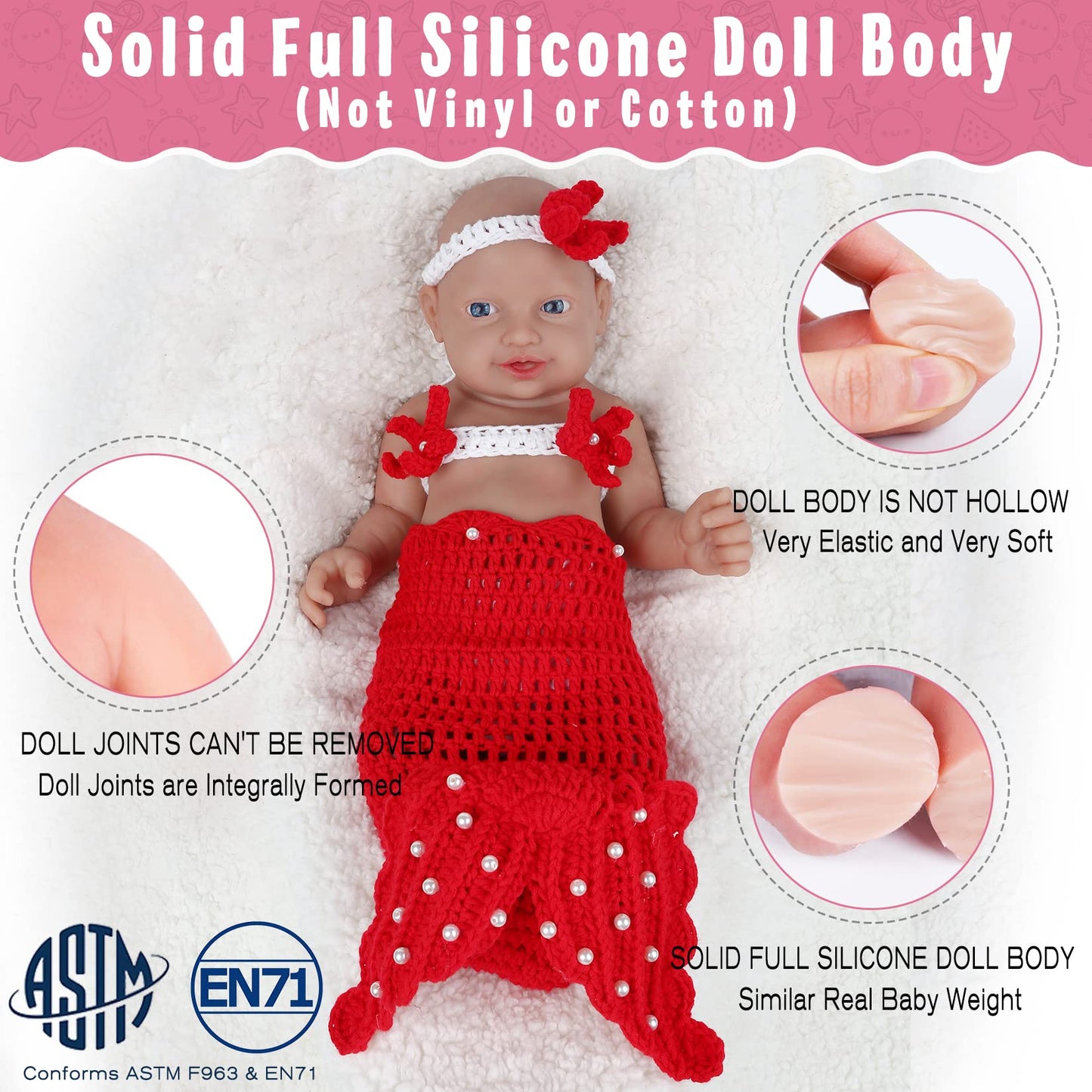 Vollence 16 inch Silicone Baby Dolls Girl Weighted 4.95 lb,[NOT Vinyl],Silicone Full Body Reborn Lifelike Realistic Newborn Real Life Soft Babies with Complete Accessories & Gift Box for Kids Age 3+