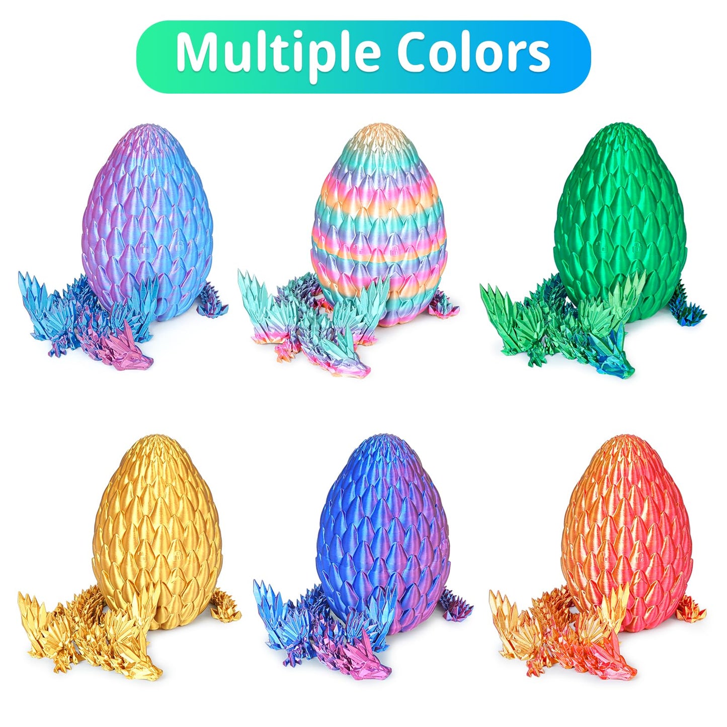 Mydhall 3D Printed Flying Dragon Egg with Articulated Dragon Inside – Toys&Gifts for Kids,Home Decor,Creative Ornaments,Birthday,Easter (Forest Green,Large)
