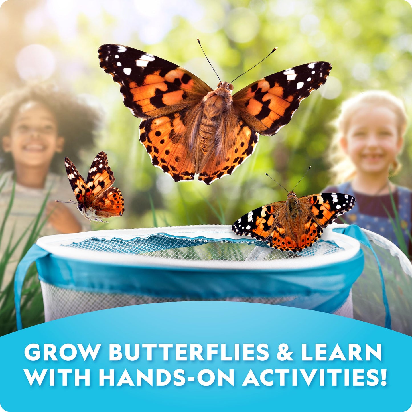 National Geographic Ultimate Butterfly Growing Kit – Butterfly Habitat Kit with Voucher to Redeem 5 Caterpillars (S&H Not Included), Glow-in-The-Dark Figures, Hands-On Activity, Outdoor Toys