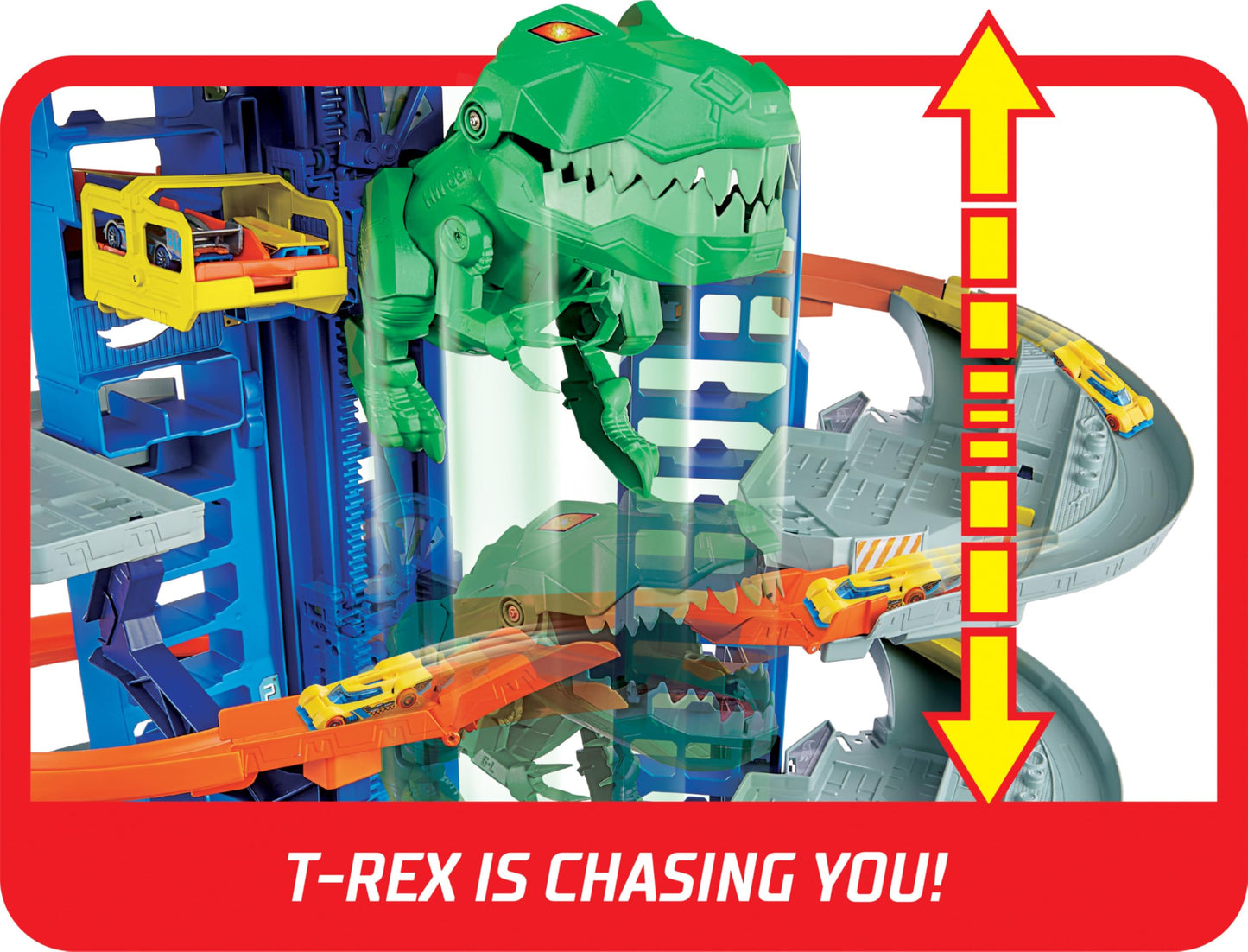 Hot Wheels City Robo T-Rex Ultimate Garage Multi-Level Multi-Play Mode Stores 100 Plus 1:64 Scale Cars Gift idea for Kids 3 and Older (Amazon Exclusive)