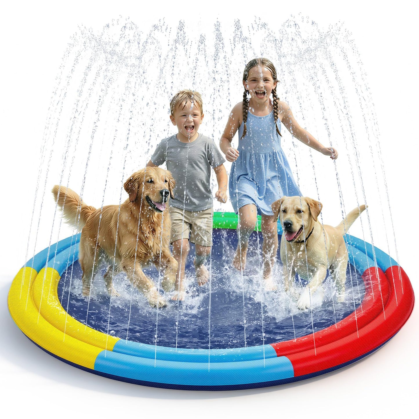 Splash Pad for Kids & Dogs, 78" Extra Large Non-Slip Thicker Sprinkler Mat, Backyard Outdoor Lawn Water Toys, Durable Summer Fountain Play Pool Gifts for Toddlers, Children & Pets