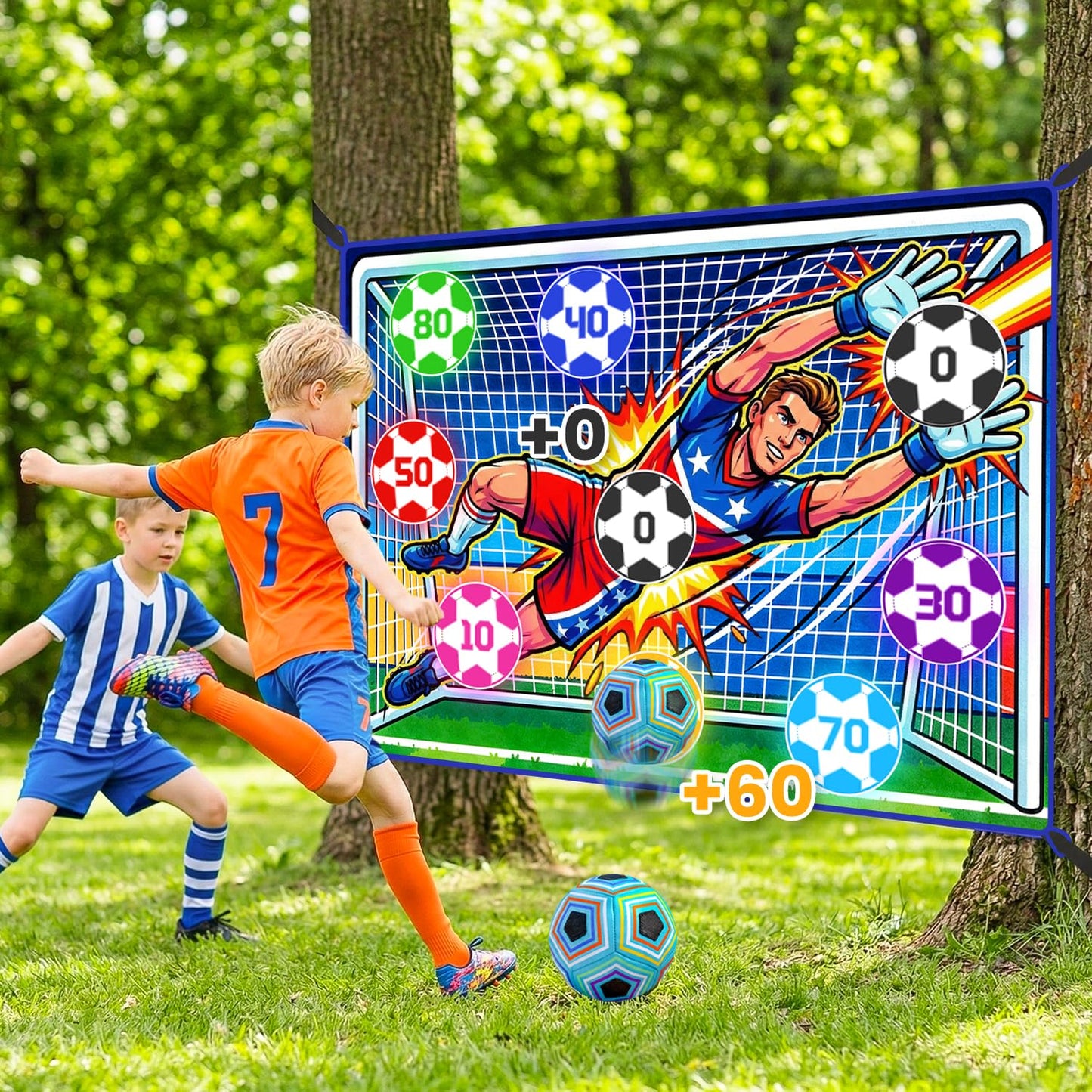 WUPIOS Upgraded Toy Soccer Game Set for Kids, Indoor Outdoor Backyard Toss Soccer Goal Game with 2 Balls, 1 Flannel Target, Soccer Toys for Boys and Girls 3-5 6-8 8-12 Years Old Kids Birthday