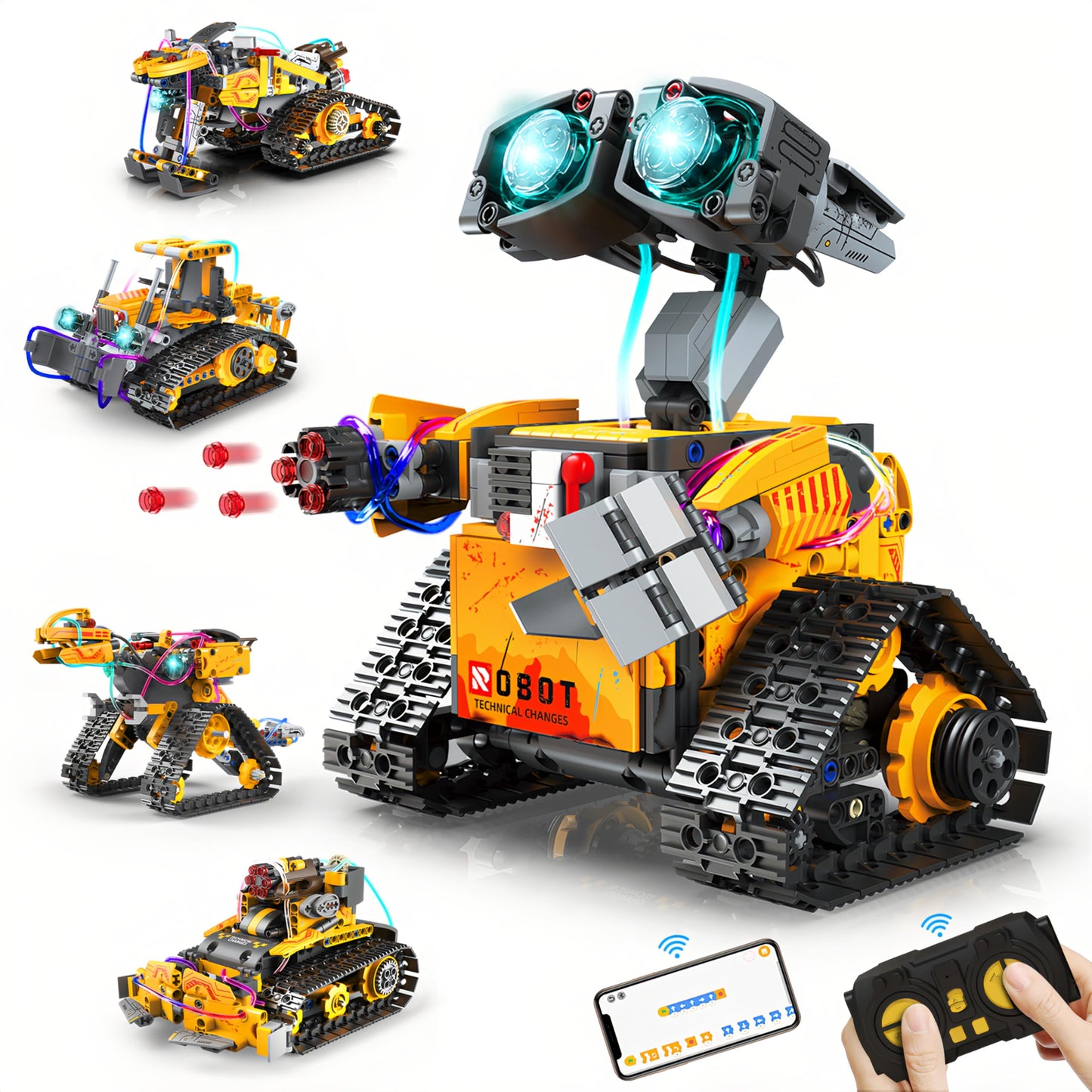 Yerloa 673PCS Robot Toys 5 in 1 Robotics Building Set for Kids Age 8-12, App & Remote Control STEM Toys with LED Lights, Science Kit Birthday Gift for Boys Girls 6 7 8 9 10 11 12 13 14 Year Old