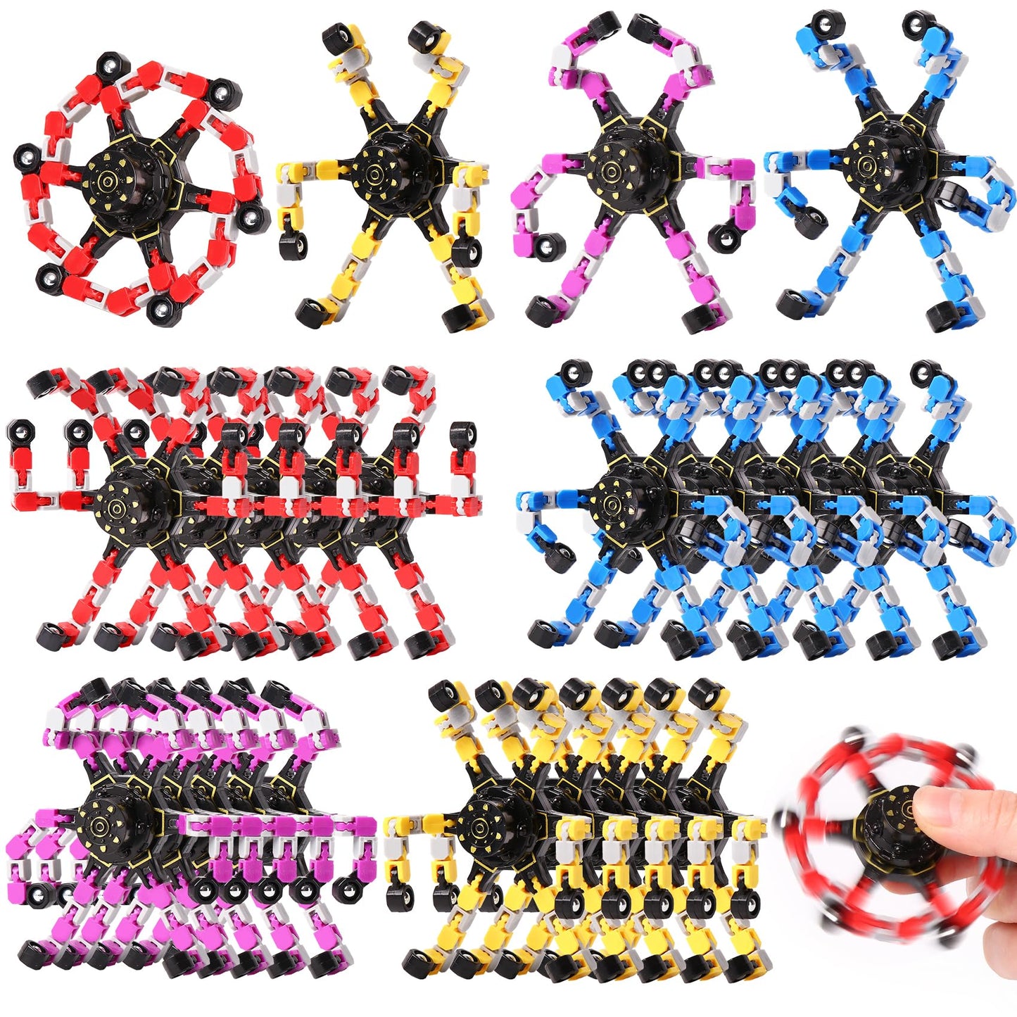 Easter Basket Stuffers for Kids, Transformable Fidget Spinners for Party Favors, Goodie Bag Stuffers, Classroom Prizes, Birthday Gifts, Stress Relief Sensory Toys for Boys & Girls (24PCS)