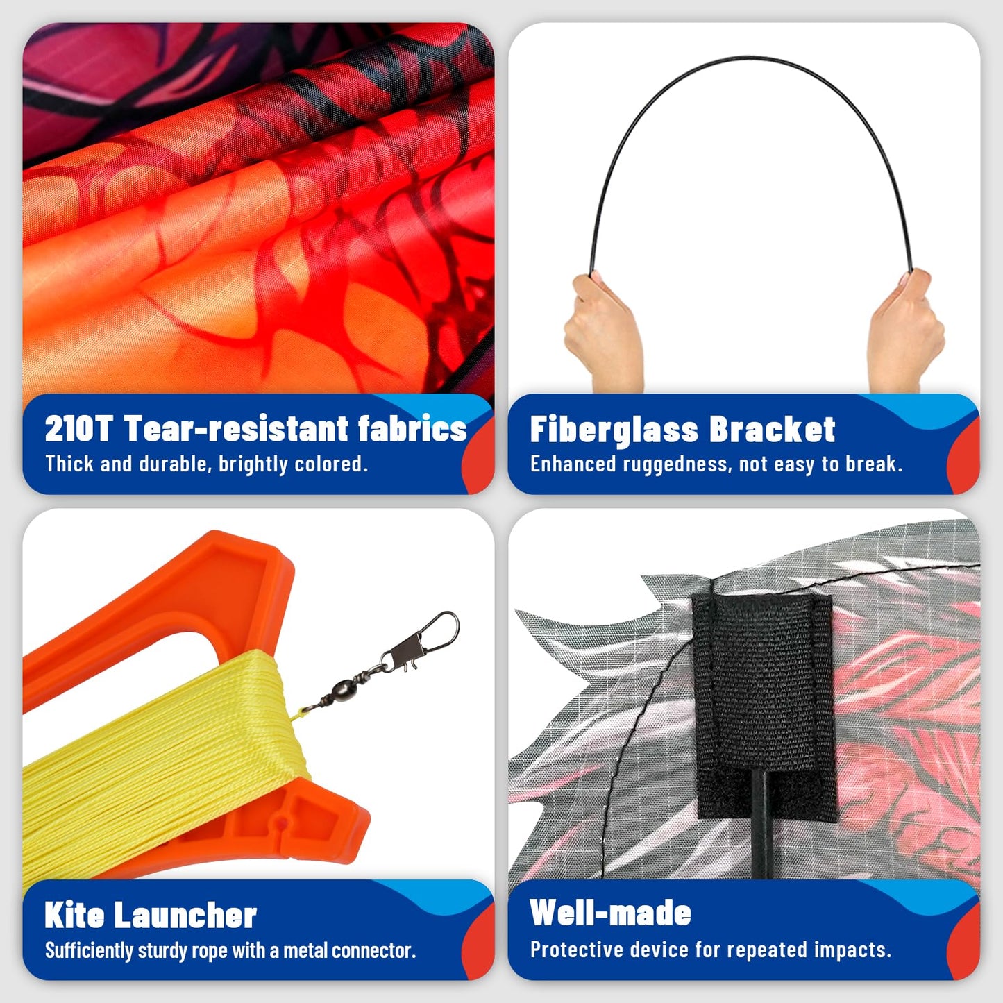SGftre Complete Kite with Handle, Line & Accessories,Easy to Fly for Kids & Adults, Perfect for Beach, Park, Family Outdoor Activities (Speed Dragon Red, 1)