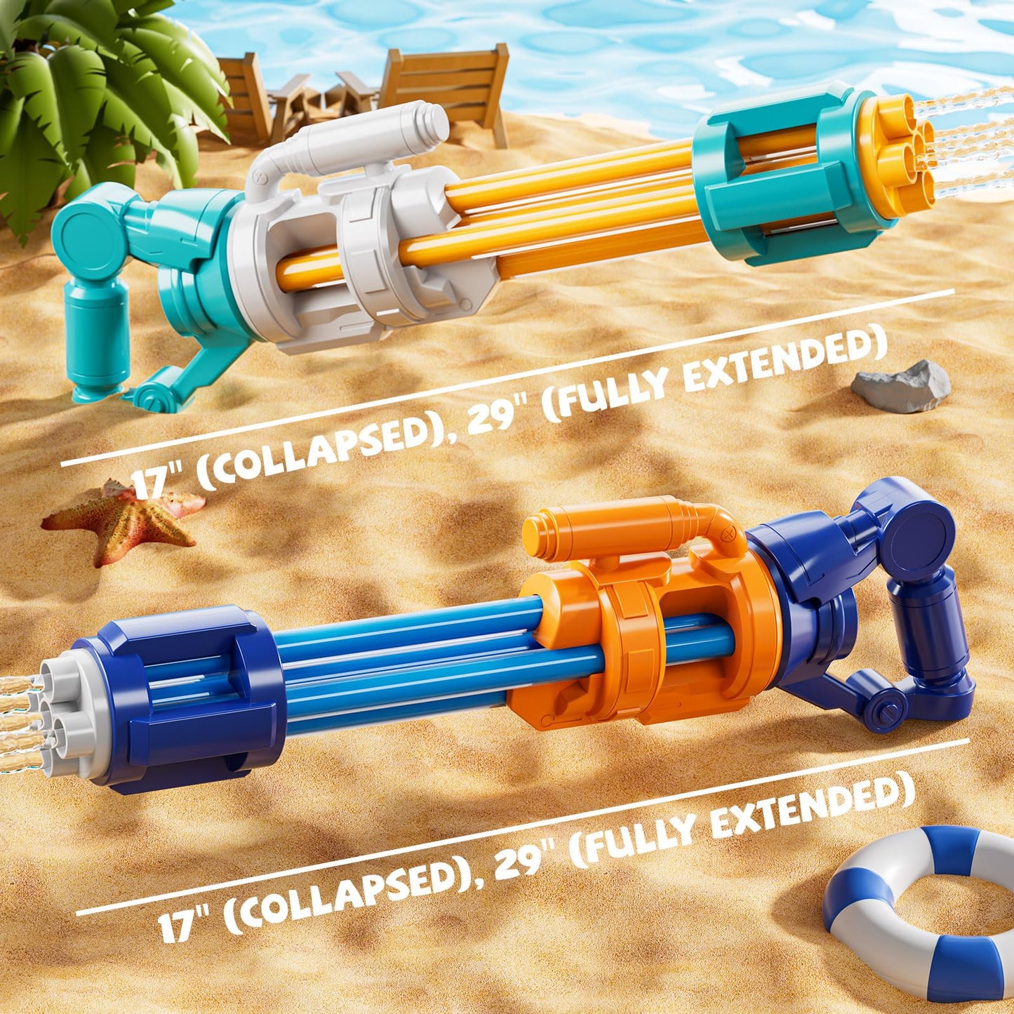 XINNOVEL 2 Pack Water Guns for Kids Adults, Summer Outdoor Water Toys Swimming Pool Game, Beach Water Game Fighting Play Pool Toys for Boys Girls Kids Ages 4-8, 8-12