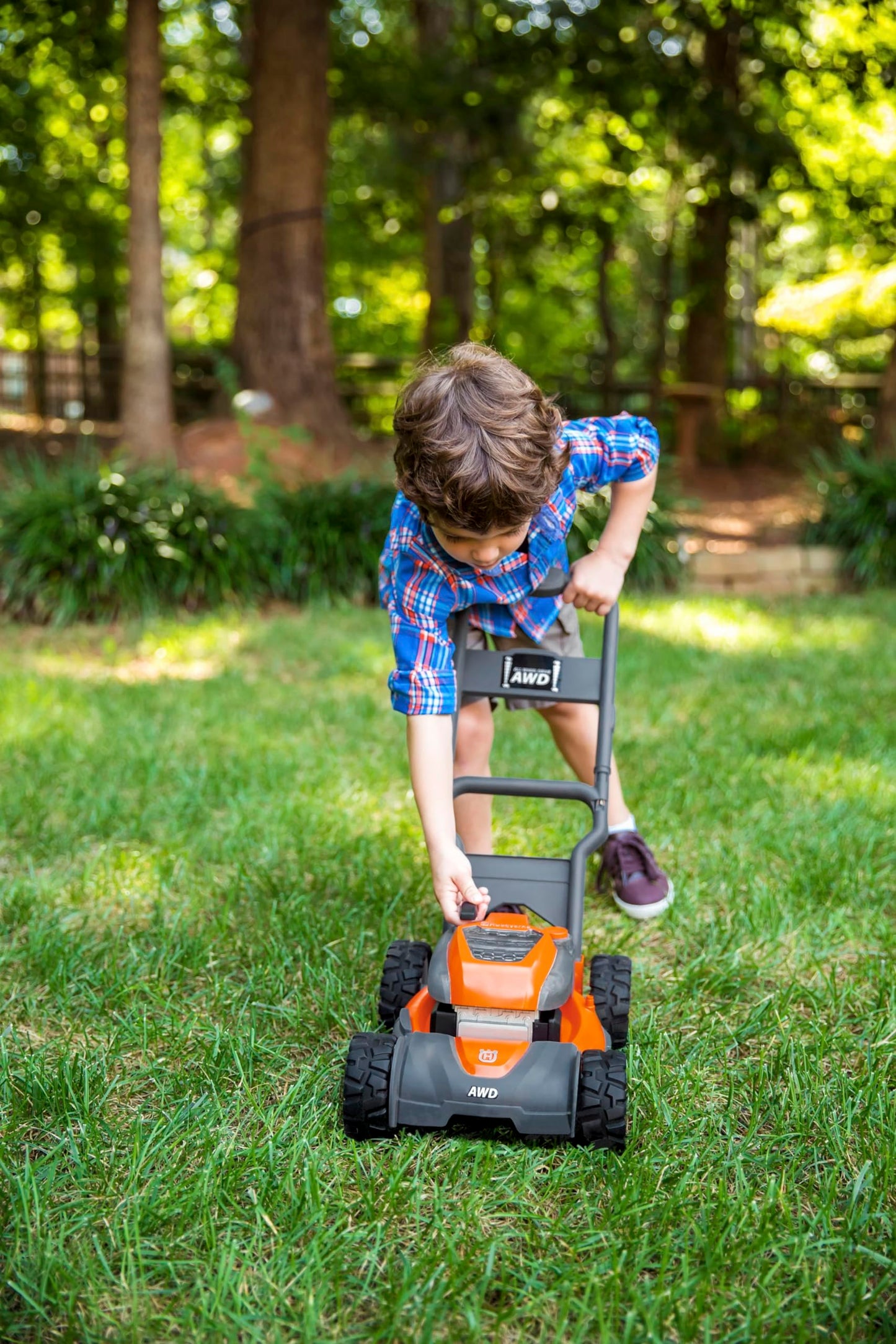 Husqvarna 589289602 Toddler Toy Lawn Mower with Realistic Sounds and Light-Up Engine for Ages 2 and Up