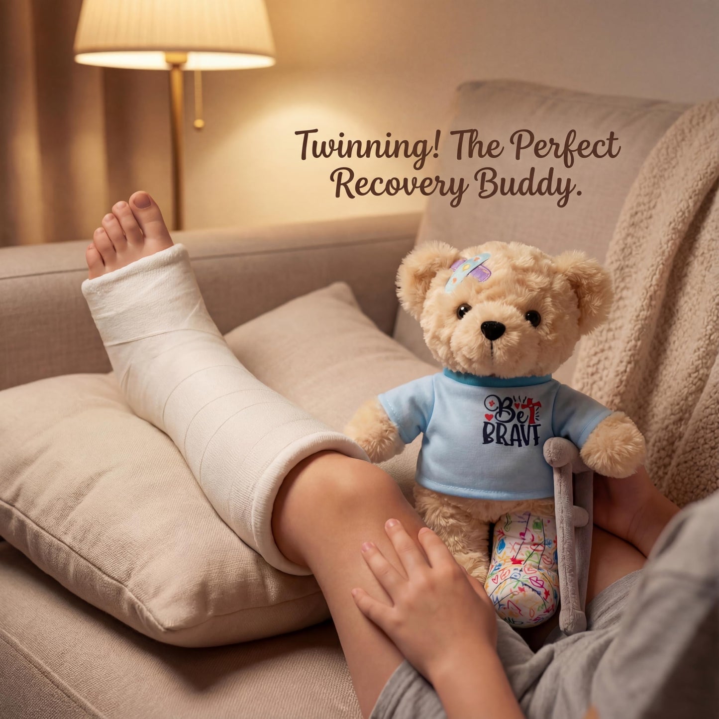SHSEEN 10" Broken Leg Bear with Adjustable Cast & Plush Crutch - Get Well Stuffed Animal for Kids. Knee Surgery Recovery Gifts for Teen - Teddy Bear with Broken Leg