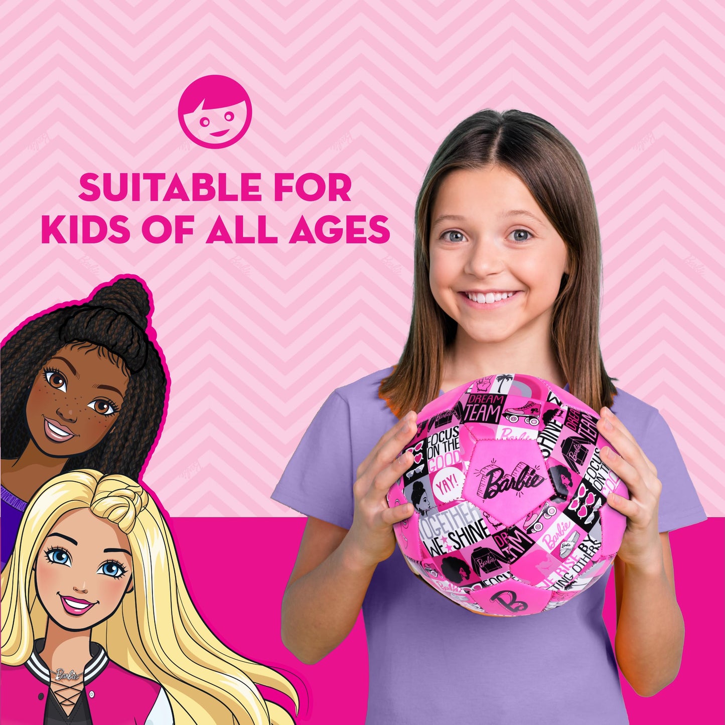 Capelli Sport Barbie Soccer Ball Size 3 – Pink Dream Team Kids Futbol, Officially Licensed Mattel Training Ball for Boys & Girls, Youth Indoor/Outdoor Play