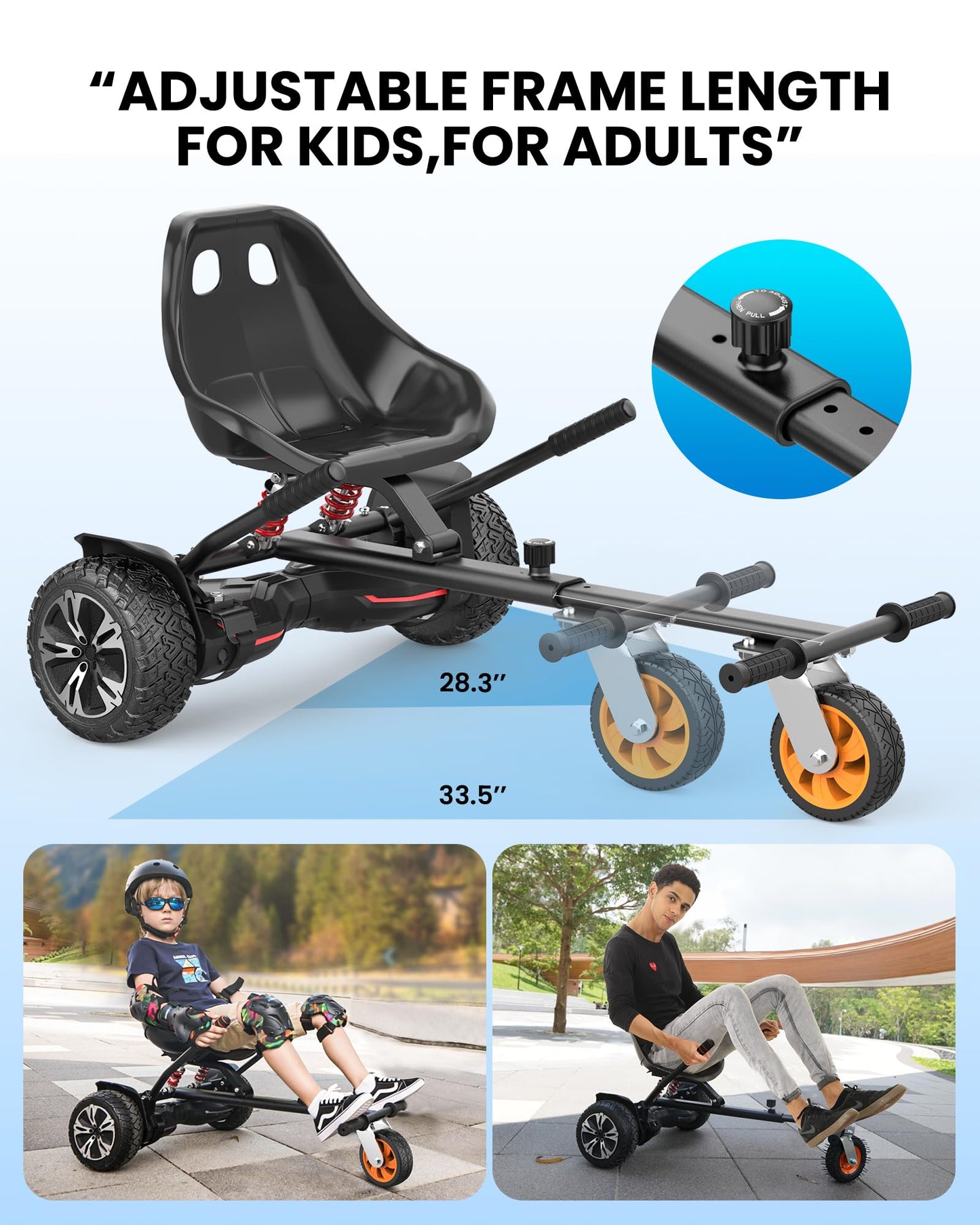 Gyroor K2 Balancing Scooter Go Kart Attachment for Kids & Adults, Adjustable Frame Length Balancing Scooter Seat Attachment for 6.5" 8" 10" Self Balancing Scooter