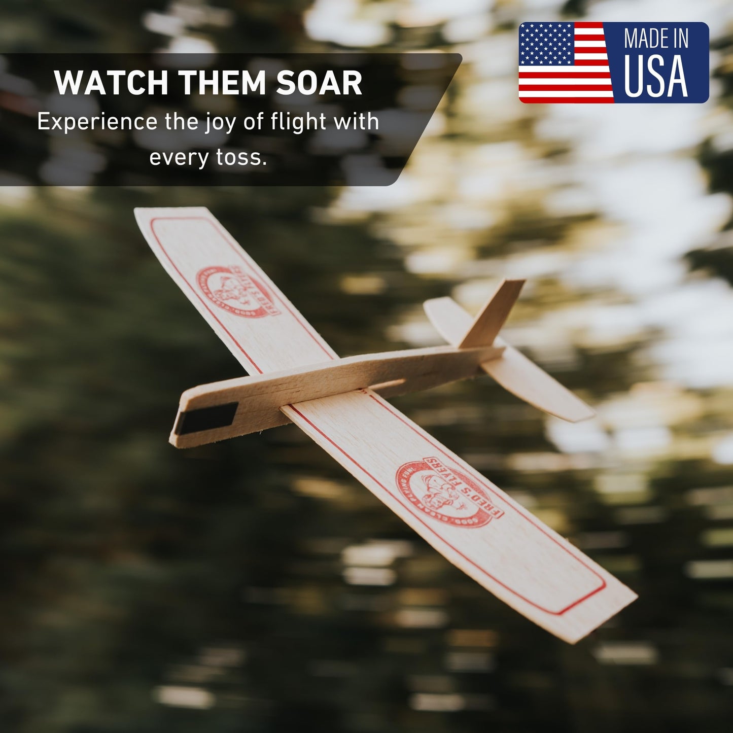 Fred's Flyers Balsa Wood Airplane Kits - 5-Pack - USA Made Wooden Glider Toy Planes for Kids