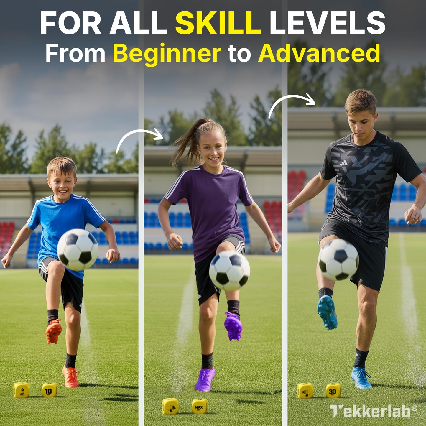 Tekkerlab Soccer Kick Up Dice - Soccer Gifts for Boys 8-12 & Girls - Fun Game for All Skill Levels - Boosts Touch, Agility & Coordination - Training Equipment & Accessories