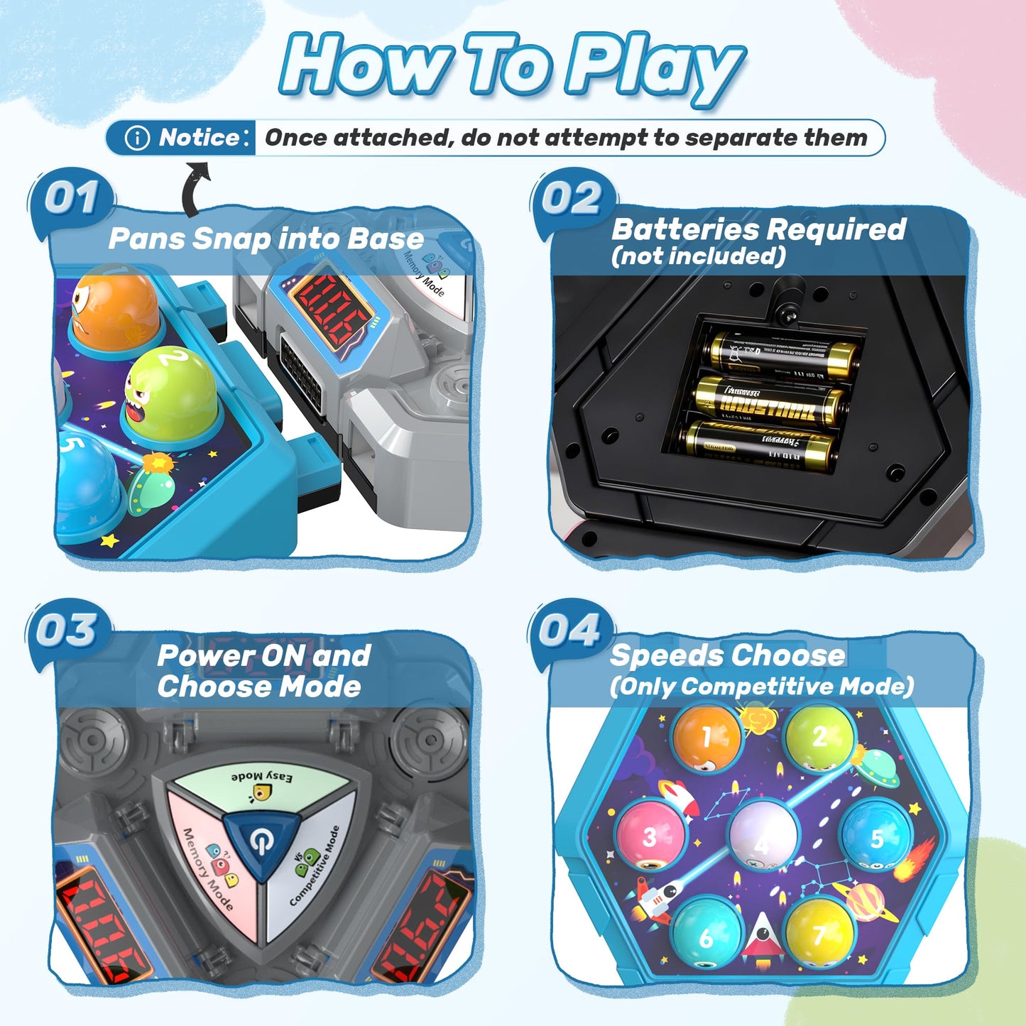 Whack Game Mole, Game 3+ Year Old, 3 Year Old Boy, 4 Year Old Toy, Gift for 3 Year Old, Boys Toys Age 4-6, 3-Players Whack Toy with 3 Modes, 7 Speeds, Light&Sounds, Birthday Gift for Todder(Blue)