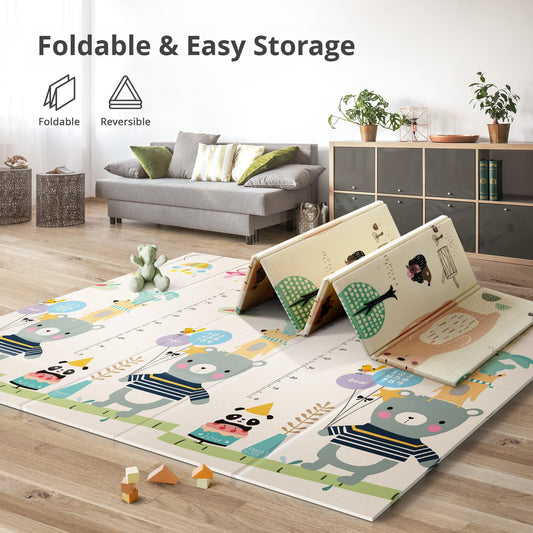 UANLAUO Baby Play Mat,71"x 79"Extra Large Playmats,Foldable Baby Play Mat for Floor,Non-Toxic Tummy Time and Crawling Playmat,Thick Foam Play Mat for Baby,Reversible Portable for Infant,Toddler