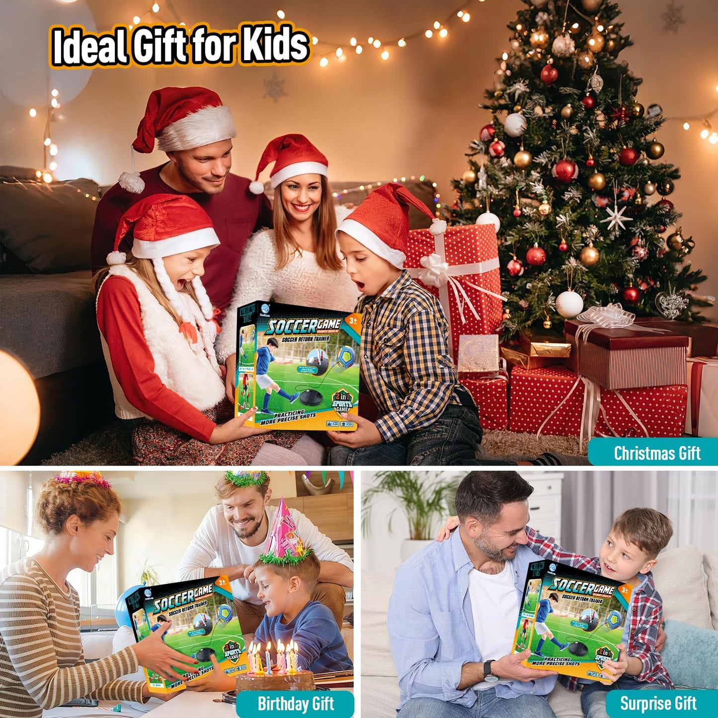 COUOMOXA Sports Soccer Toys for Kids: Interactive Soccer Toy with Rebound - Soccer Gift for 3 4 5 6 7 8-12 Year Old Boys Backyard Indoor 2-in-1 Football Games - Birthday Gifts for Ages 3-12