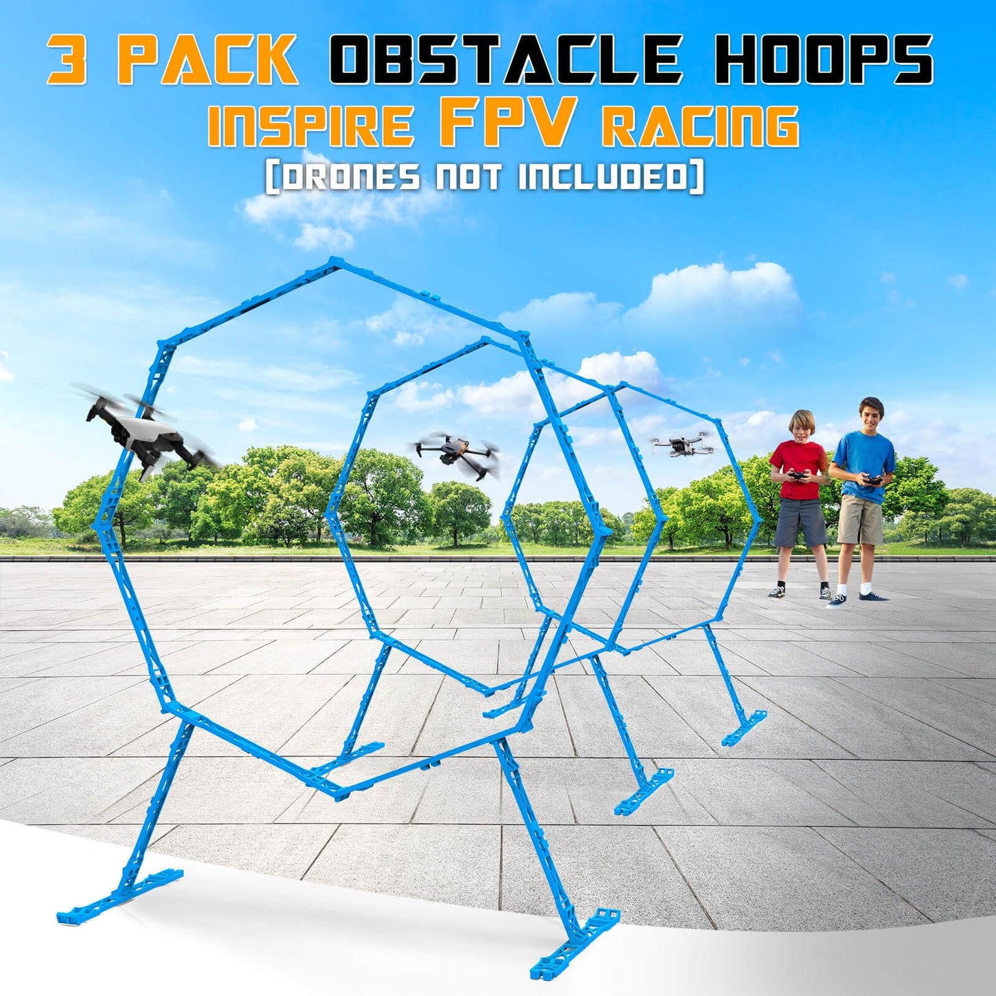 Dolanus 3-Pack Obstacle Hoops for FPV Racing Drones - Durable & Easy-Build - Ideal Drone Obstacle Course for Kids 6-12 & Adults, RC FPV Racing & Model Aircraft Games
