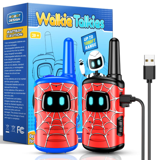 Walkie Talkies for Kids Boys Rechargeable: 2 Pack Kids Walkie Talkies Outdoor Toys for 3 4 5 6 7 8 Year Old Boy Easter Birthday Gifts Basket Stuffers for Grandkids Age 3-8 Year Old Hiking Camping