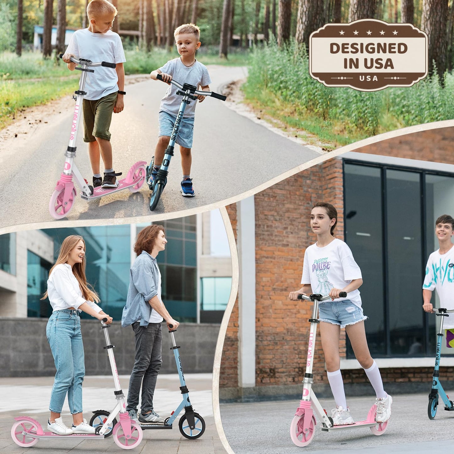 WAYPLUS Kick Scooter for Ages 6+,Kid, Teens & Adults. Max Load 240 LBS. Foldable, Lightweight, 8IN Big Wheels for Kids, Teen and Adults, 4 Adjustable Levels. Bearing ABEC9
