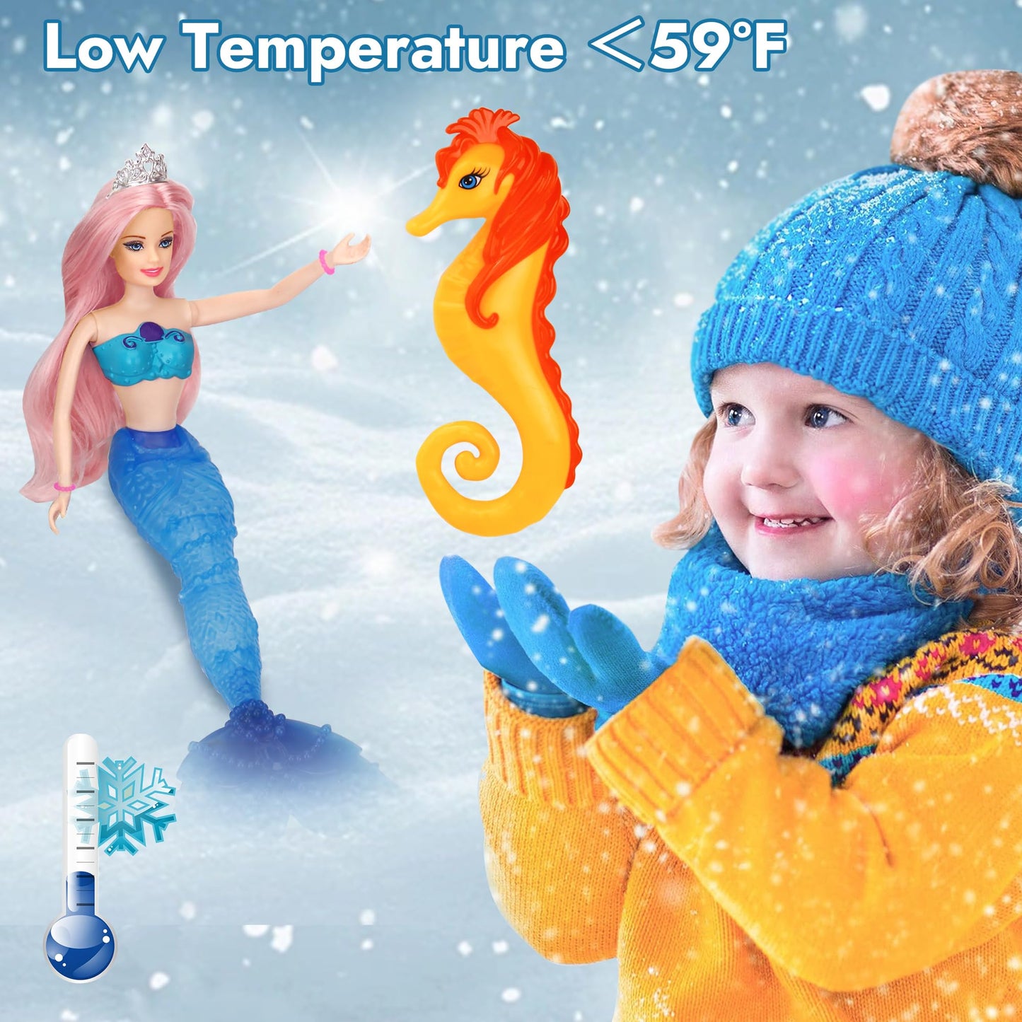 BETTINA Princess Doll with Seahorse Play Gift Set | Magic Color Changing Mermaid Doll, Princess Mermaid Toy with Seahorse & Dolls Accessories