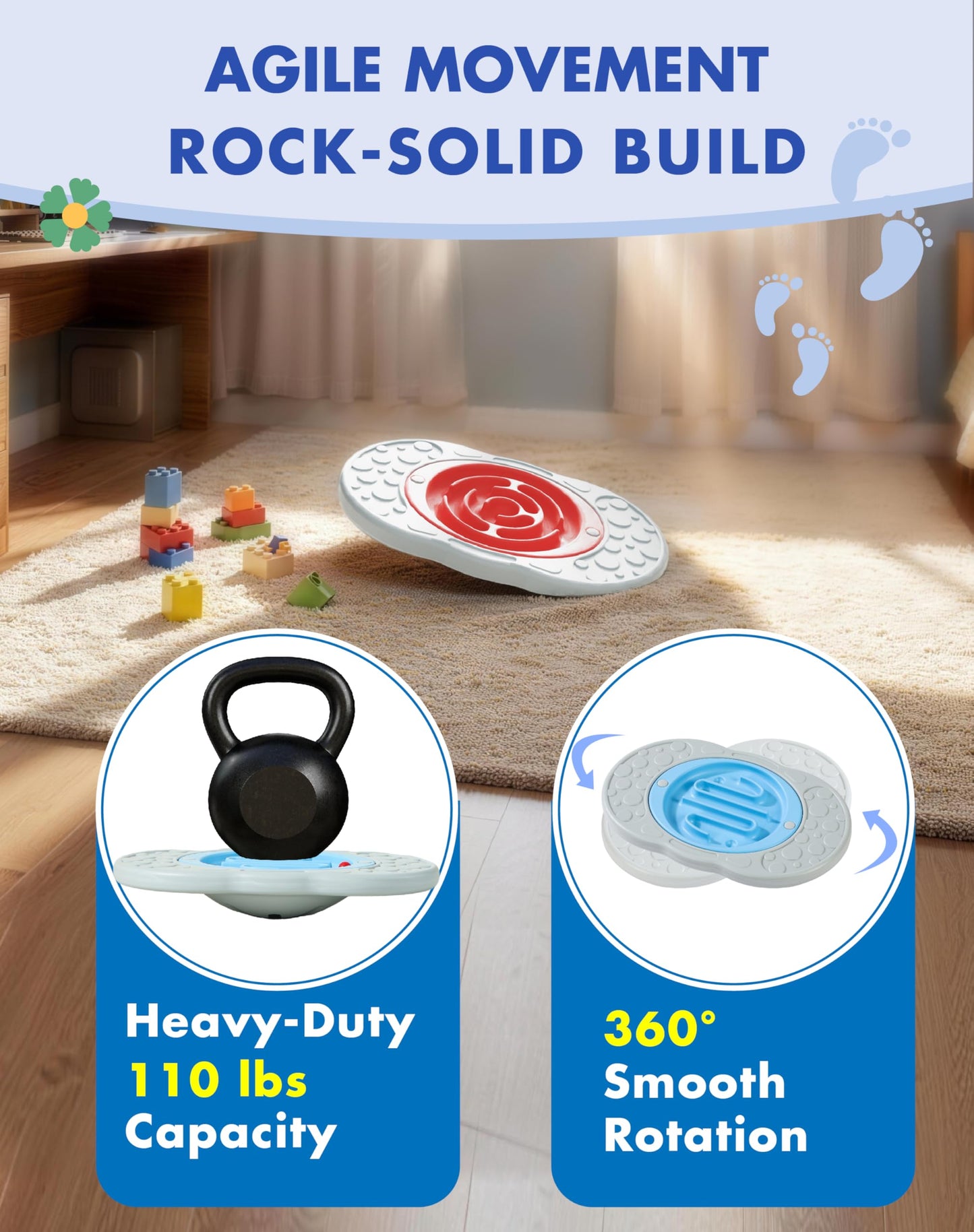 Oranmew 2-in-1 Kids Maze Balance Board, 3 Swappable Labyrinths & 3 Challenge Balls, Non-Slip Rubber Base Wobble Board for Core Training, Skate Prep & ADHD Focus, Ages 3-12