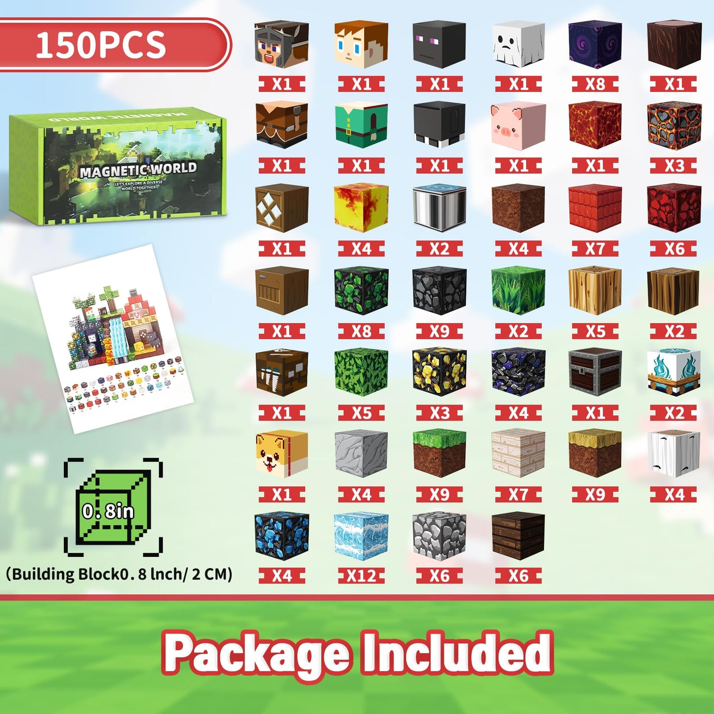 Intoypad 150PCS Magnetic Blocks for Kids, 0.8in Magnetic Building Block Toys for Boys Girls Age 3 4 5 6 7 8 9 10 Magnet Cubes Game Magnetic Tiles STEM Toys Christmas Birthday Gifts for Kids Toddlers