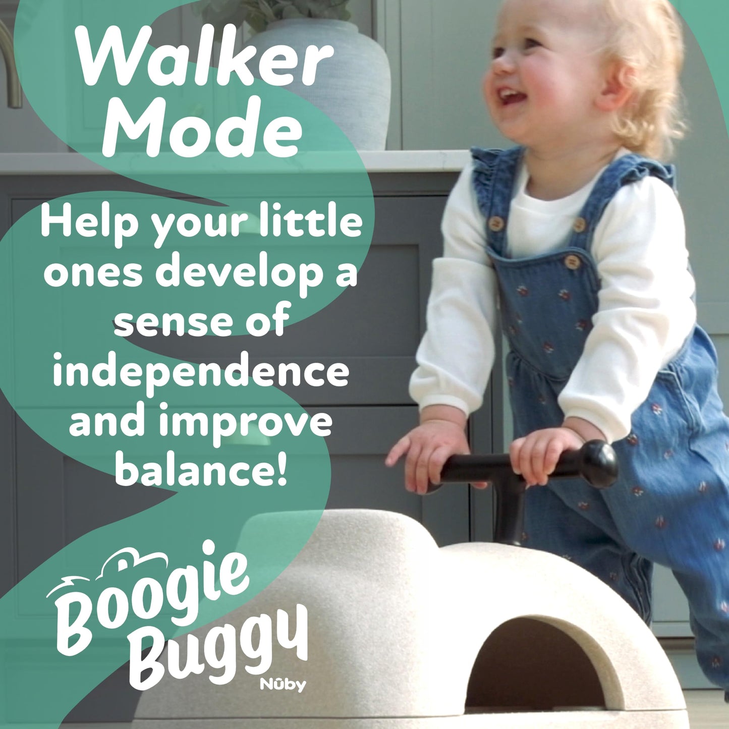 Nuby Boogie Buggy 3-in-1 Scooter for Kids - Walker, Scooter & Caster Board - Indoor & Outdoor Ride-On Toy for Ages 12+ Months - Beige
