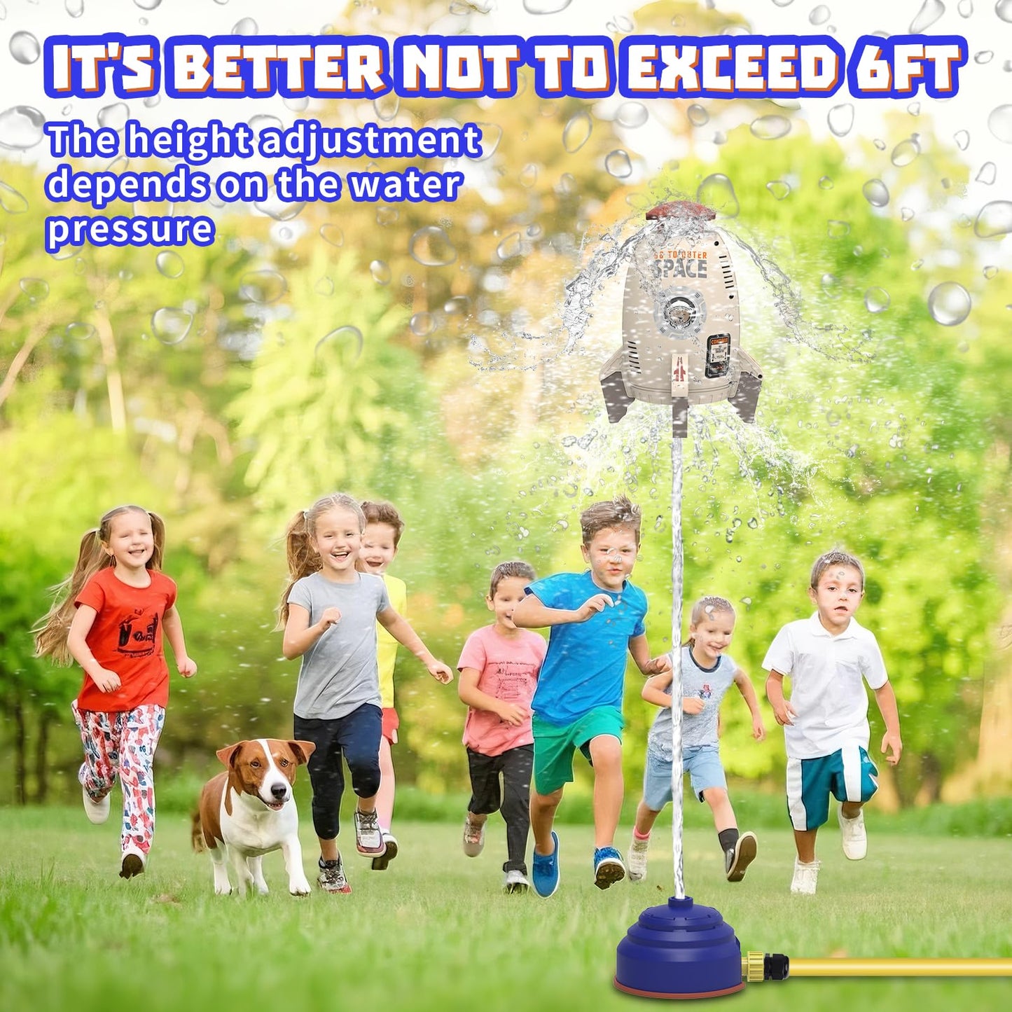 Sprinkler Rocket Launcher Toys for Kids - Outdoor Water Toys Water Splash Rocket, Summer Garden Lawns Water Toys Spray 360-Degree Rotation for Boys and Girls 3-12 Year Old Holiday Birthday Gifts