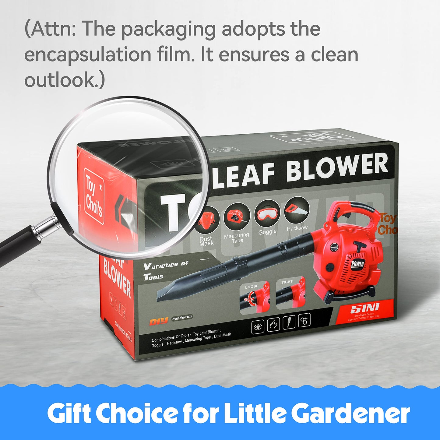 Toy Choi's Kids Leaf Blower - Toy Leaf Blower that Really Works with Tool Set, Pretend Play Series Construction Outdoor Preschool Gardening Kit for Boys & Girls Age 3-5 4-7