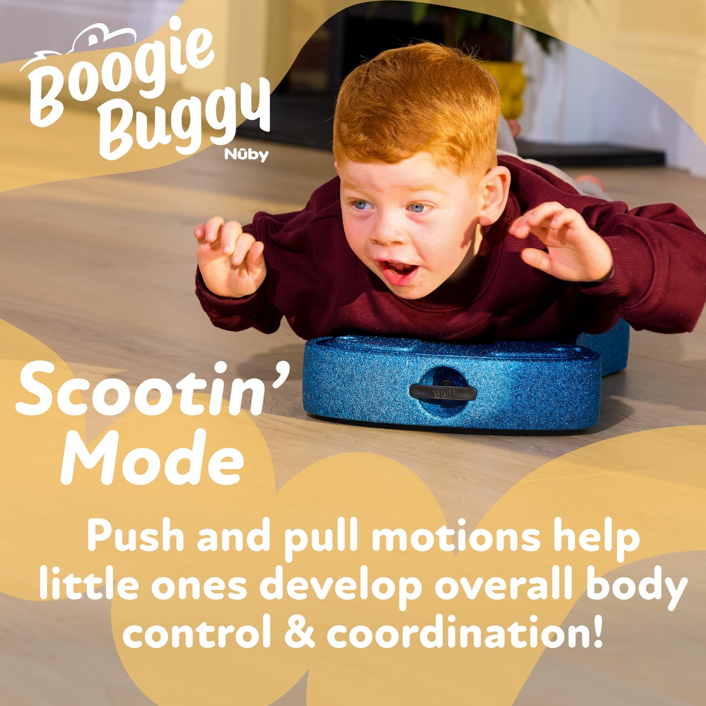 Nuby Boogie Buggy 3-in-1 Scooter for Kids - Walker, Scooter & Caster Board - Indoor & Outdoor Ride-On Toy for Ages 12+ Months - Beige